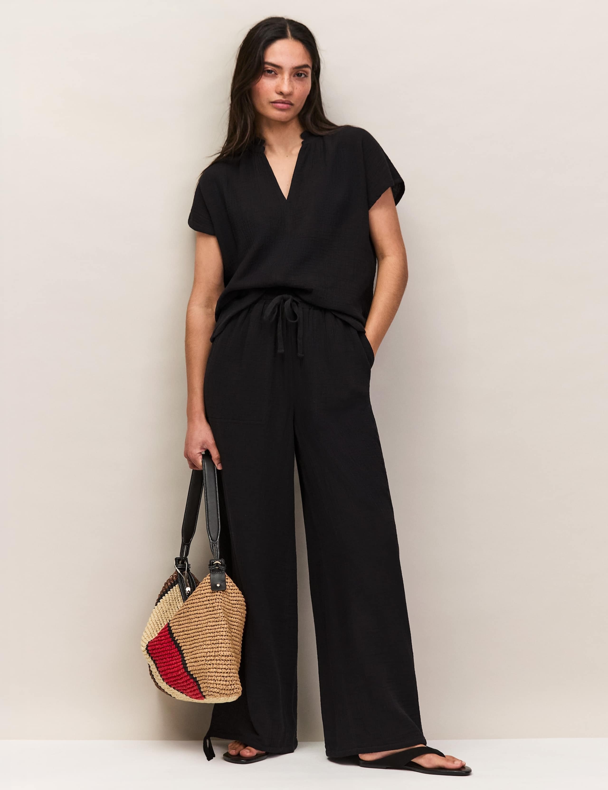 Pure Cotton V-Neck Frill Detail Relaxed Top 4 of 6