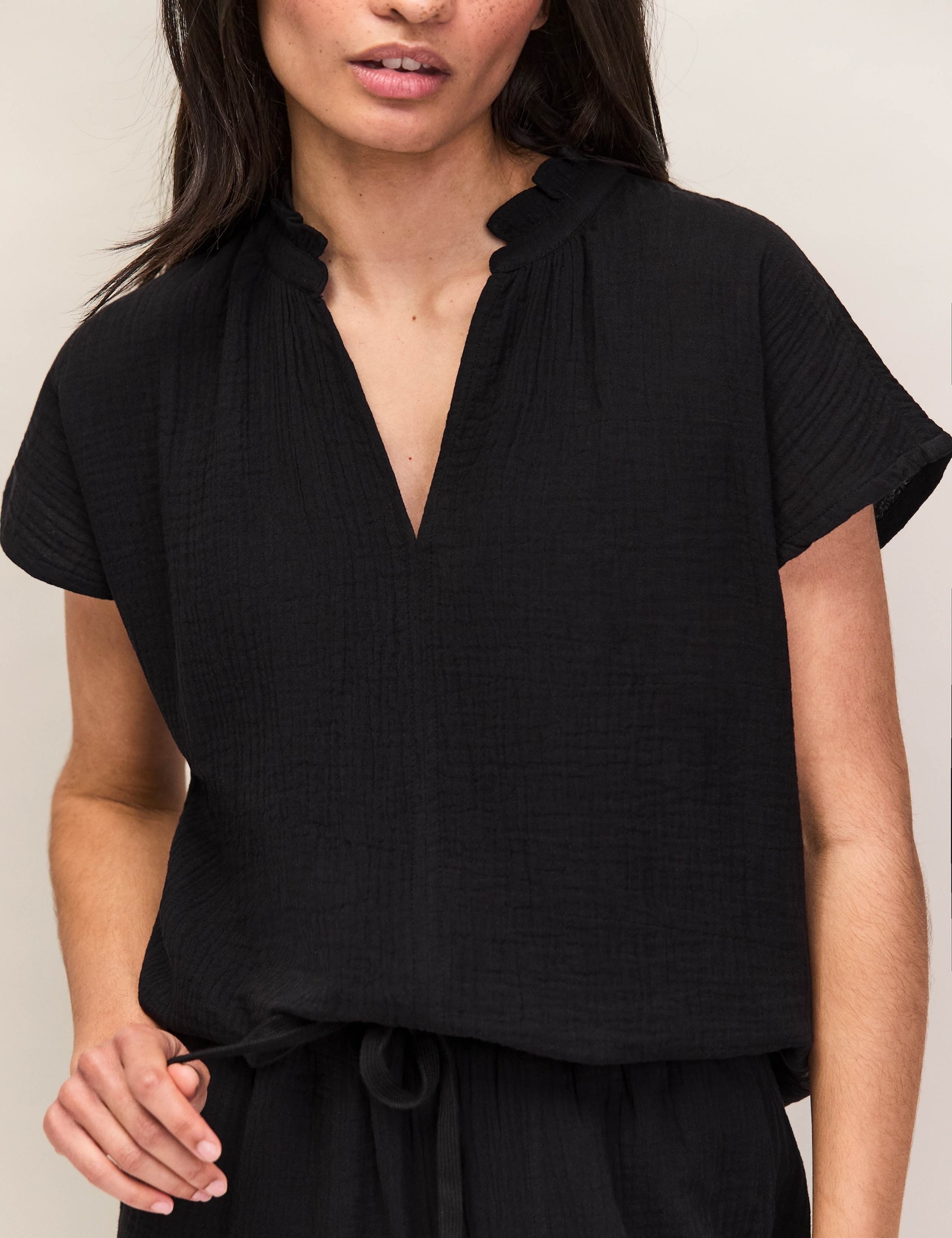 Pure Cotton V-Neck Frill Detail Relaxed Top 6 of 6