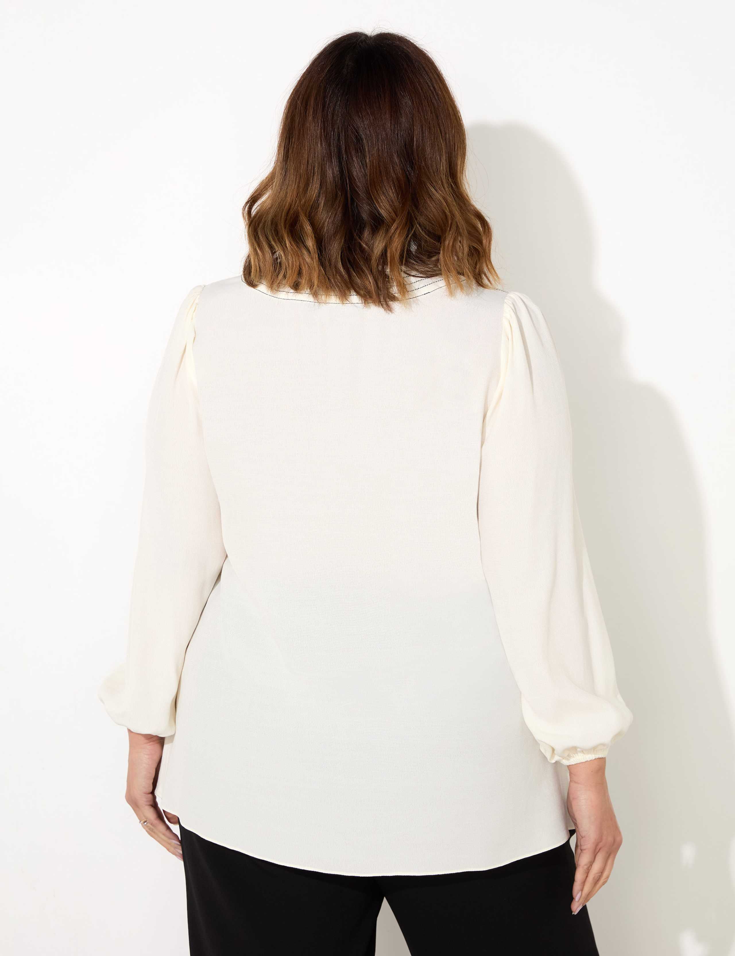 V-Neck Stitch Detail Blouse 3 of 3