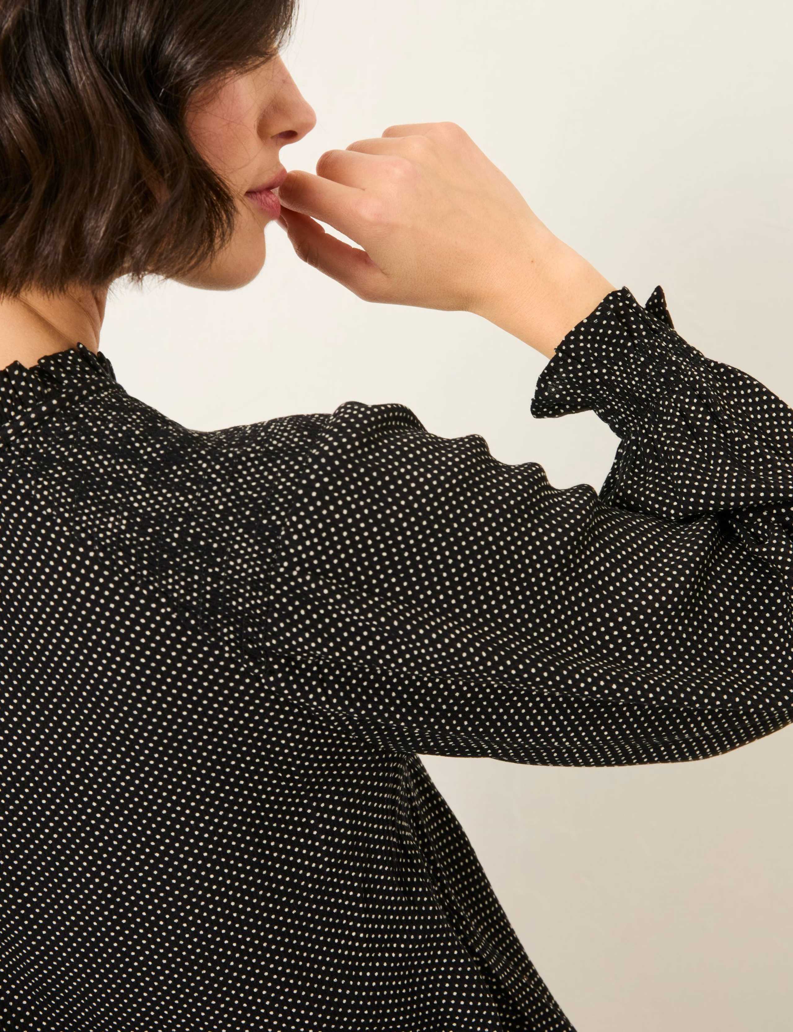 Polka Dot Tie Neck Blouse 3 of 6