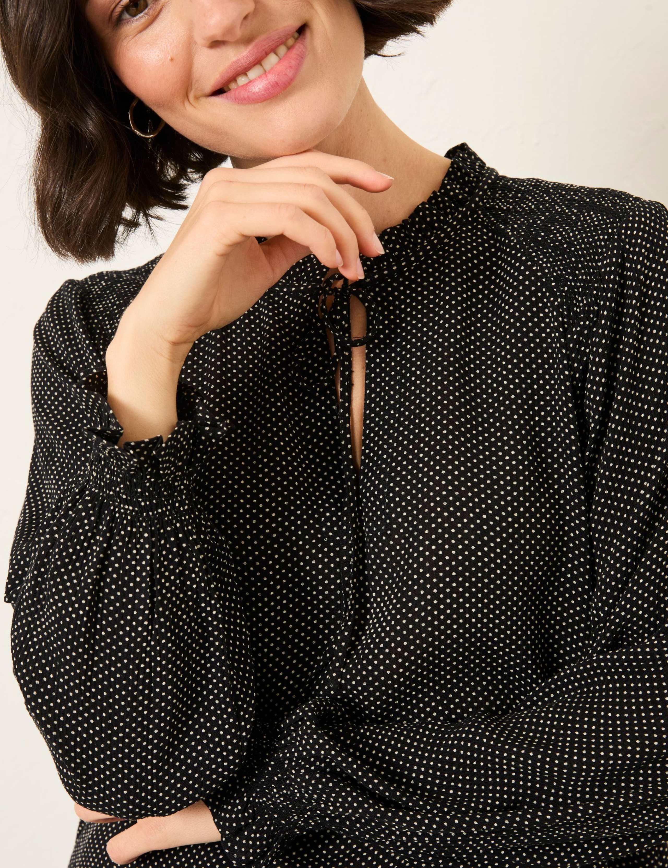 Polka Dot Tie Neck Blouse 4 of 6