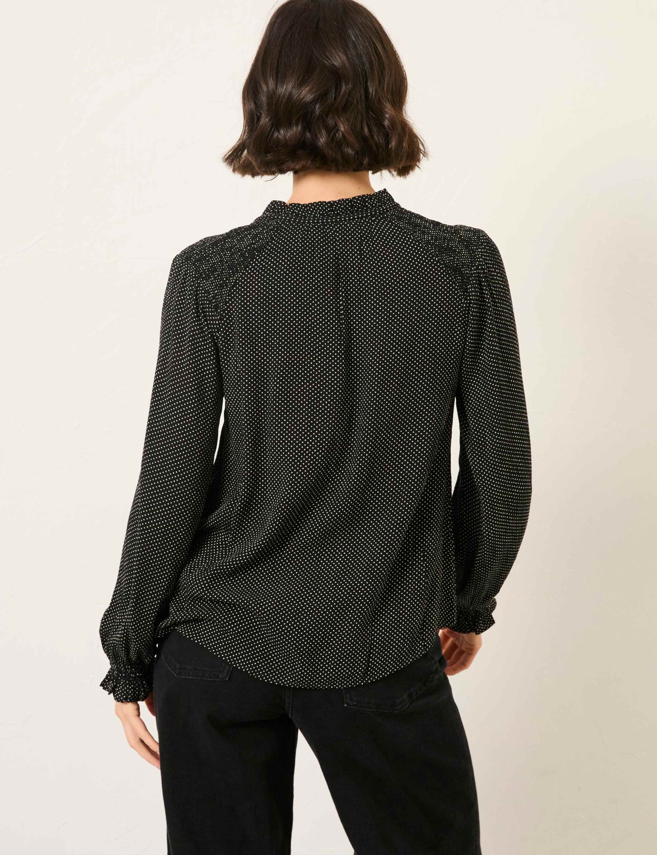 Polka Dot Tie Neck Blouse 5 of 6