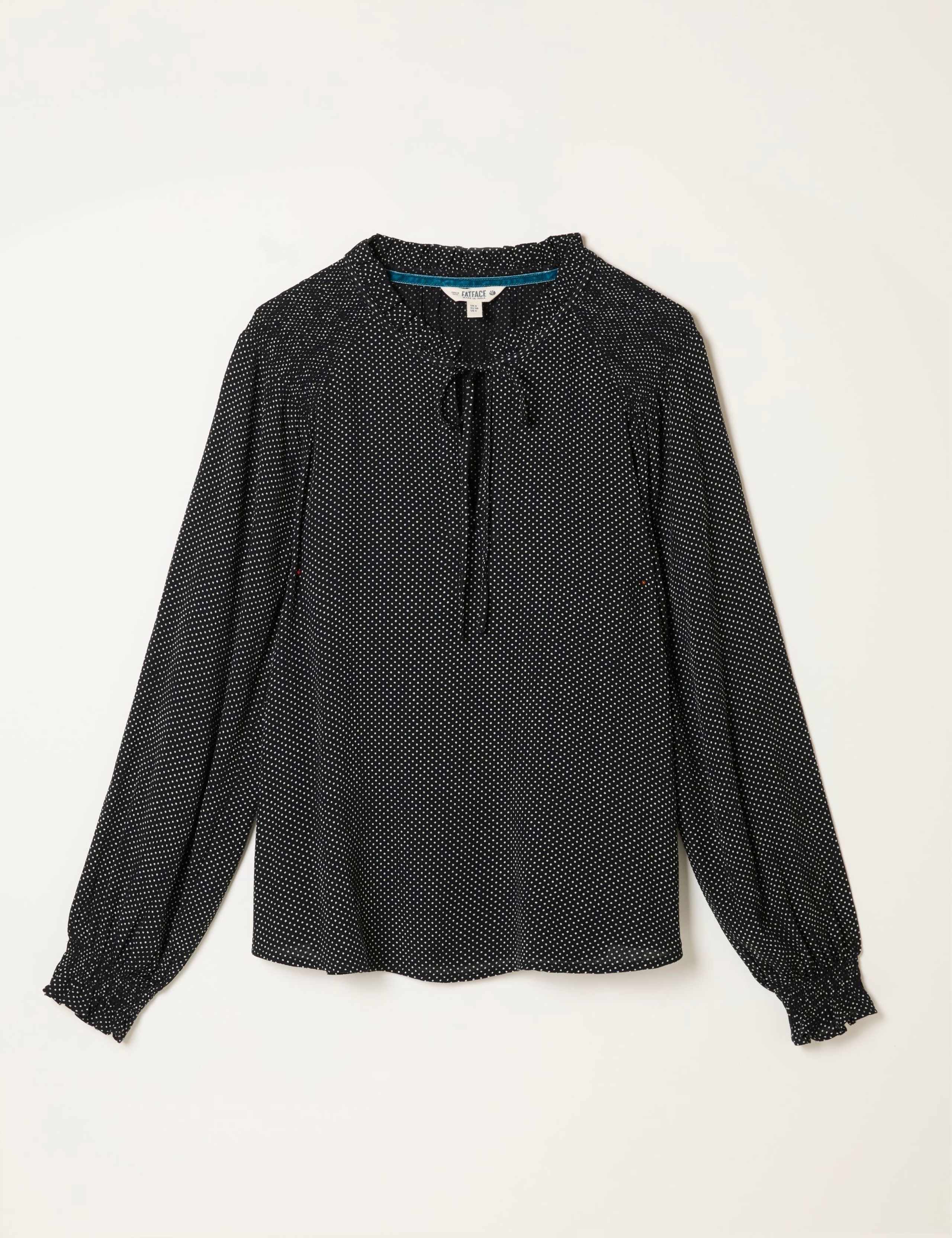 Polka Dot Tie Neck Blouse 2 of 6