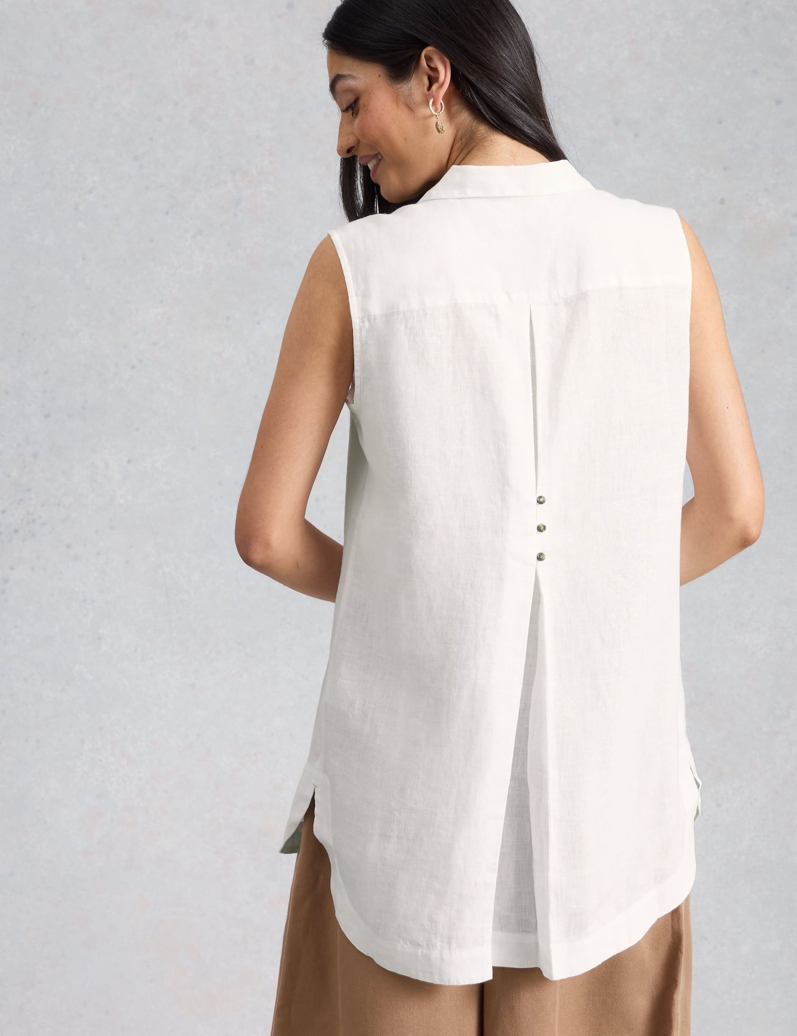 Pure Linen Collared Sleeveless Tunic 3 of 5