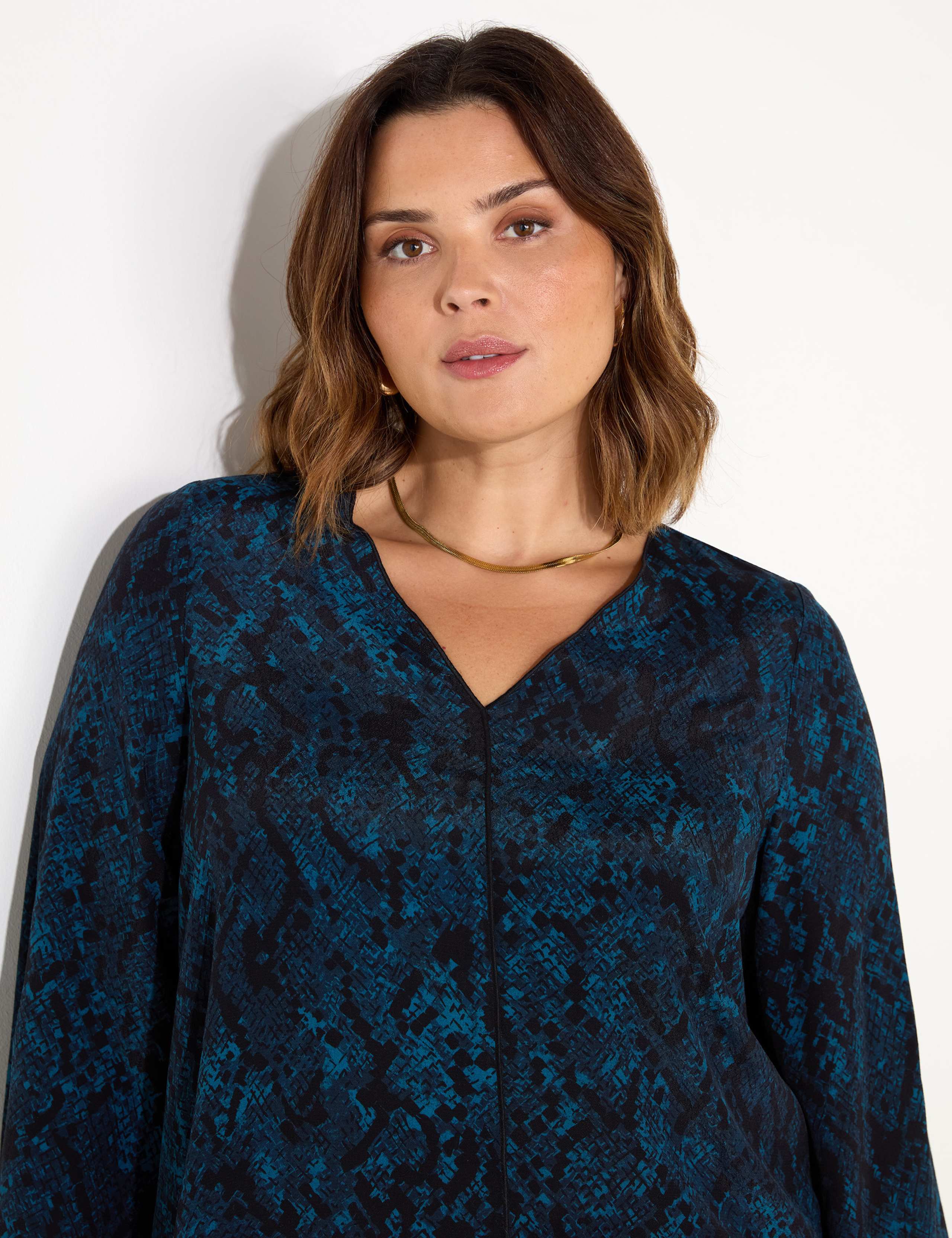 Snake Print V-Neck Blouse 3 of 5