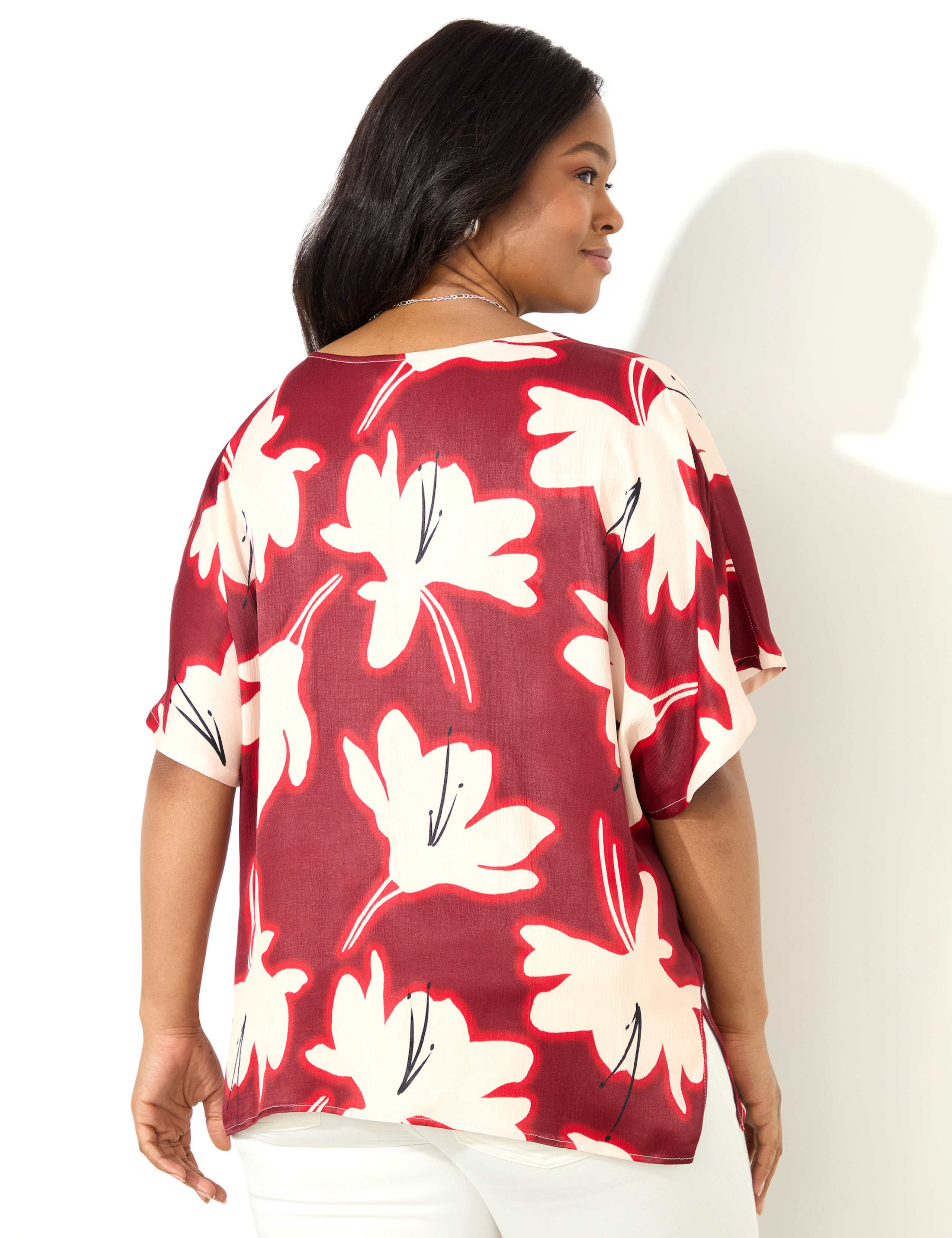 Floral V-Neck Ruched Front Blouse 5 of 5