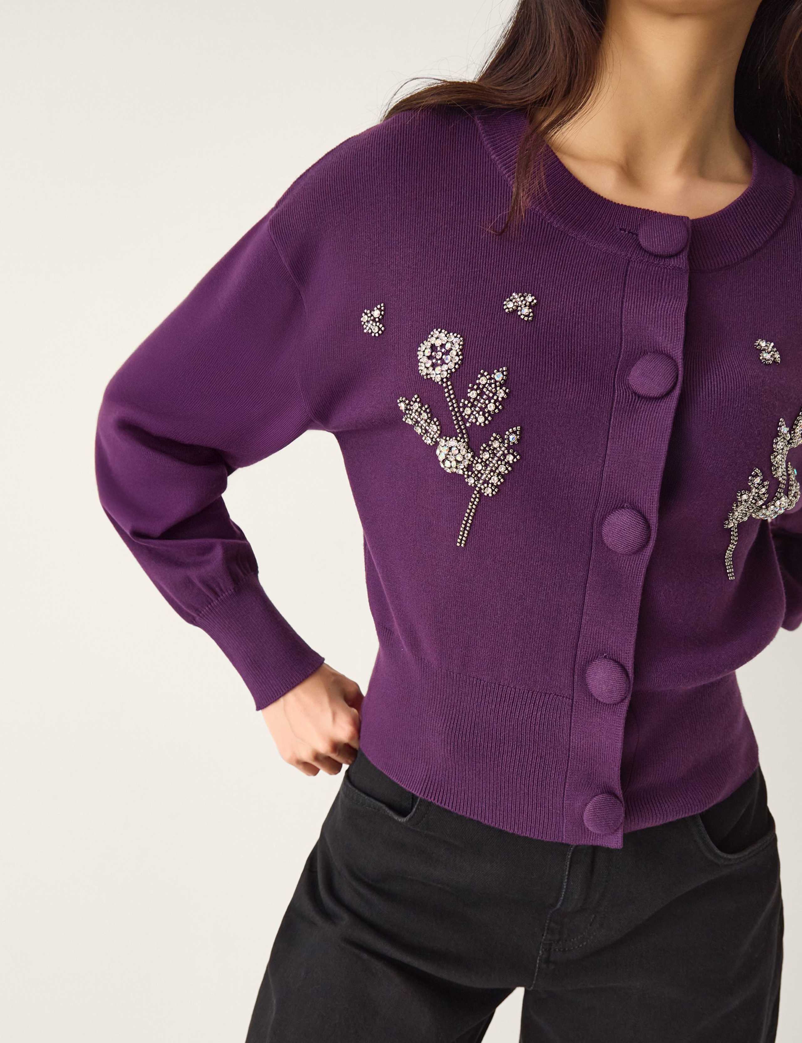 Embellished Button Front Cardigan 2 of 4