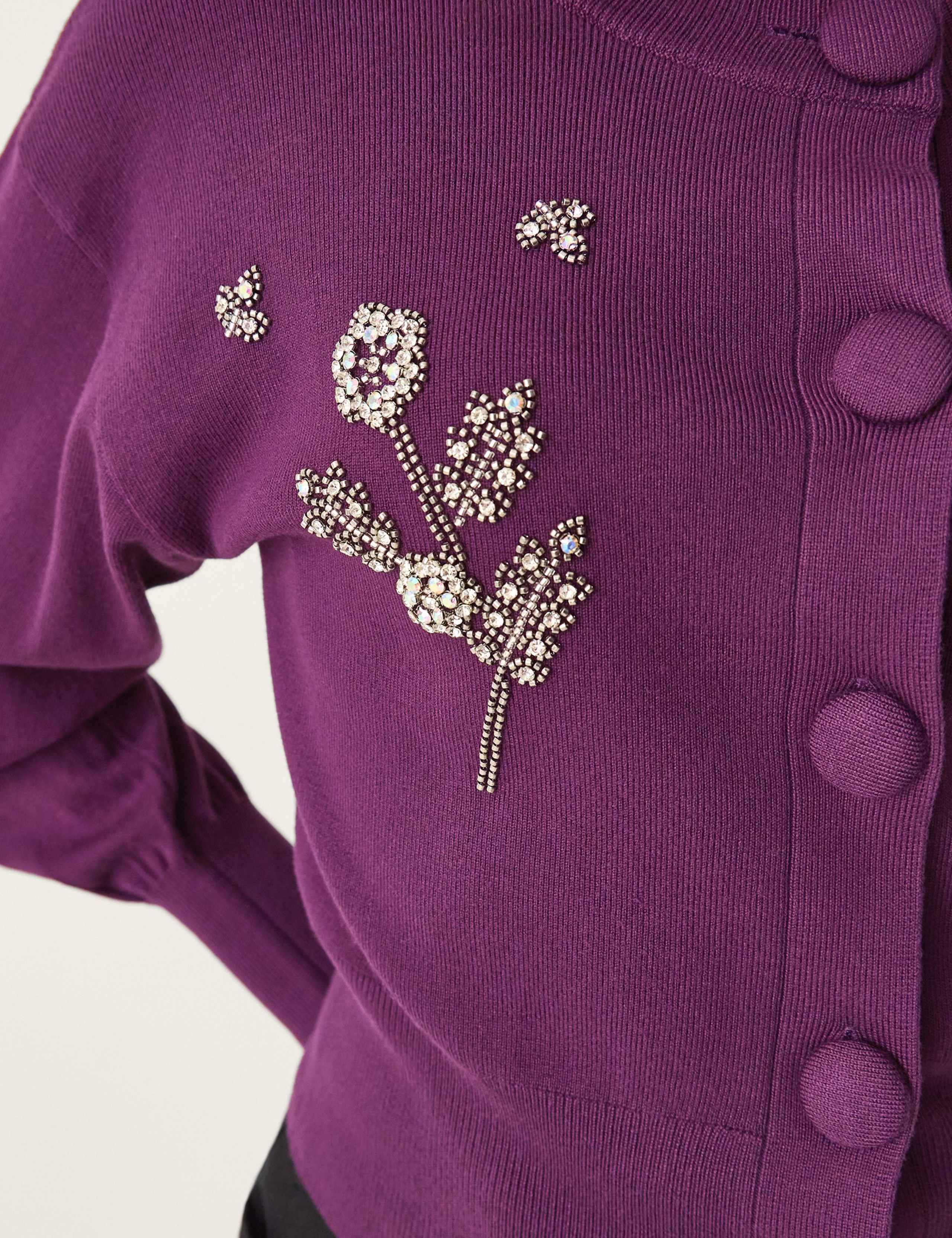 Embellished Button Front Cardigan 4 of 4