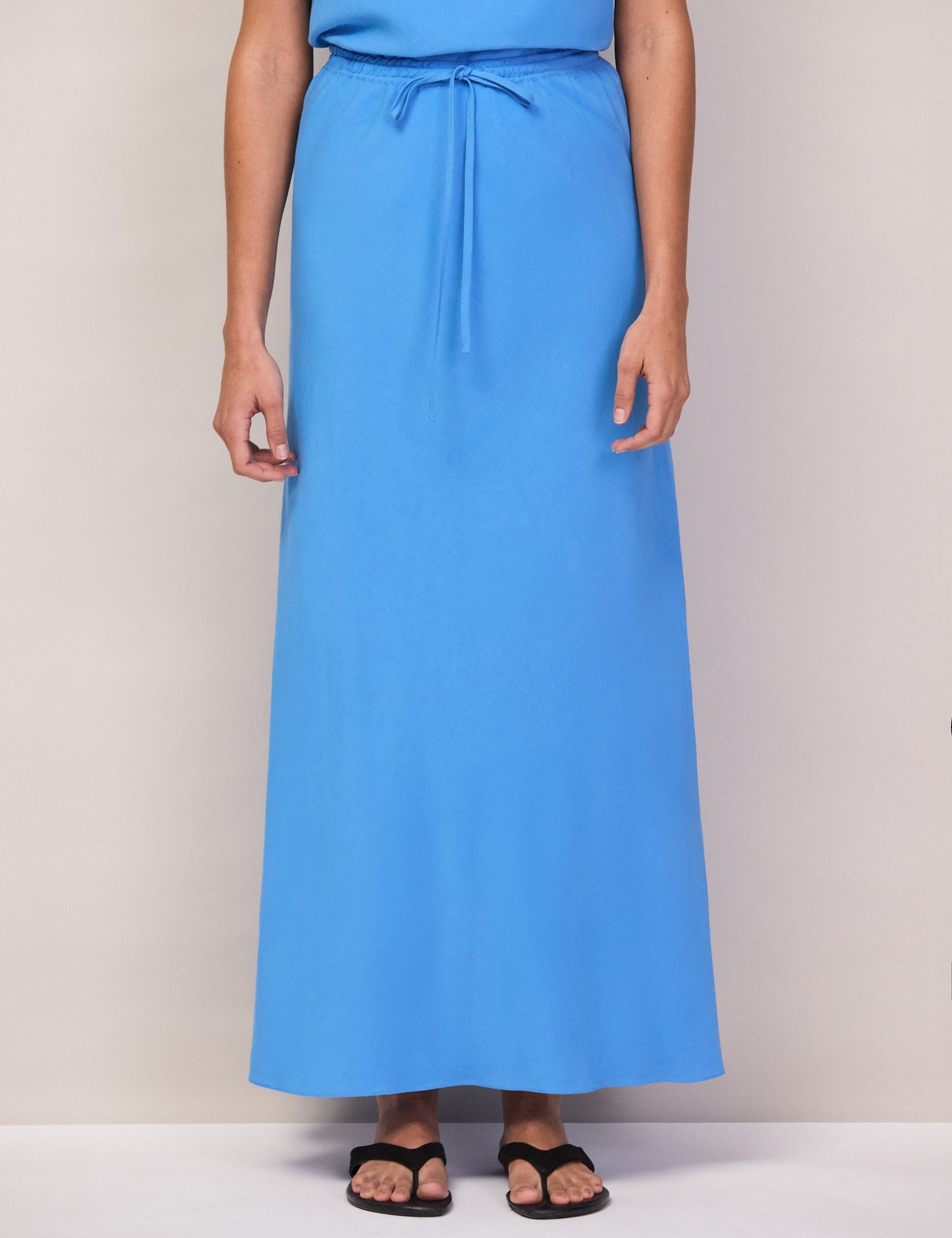Drawstring Maxi Slip Skirt with Linen 2 of 4