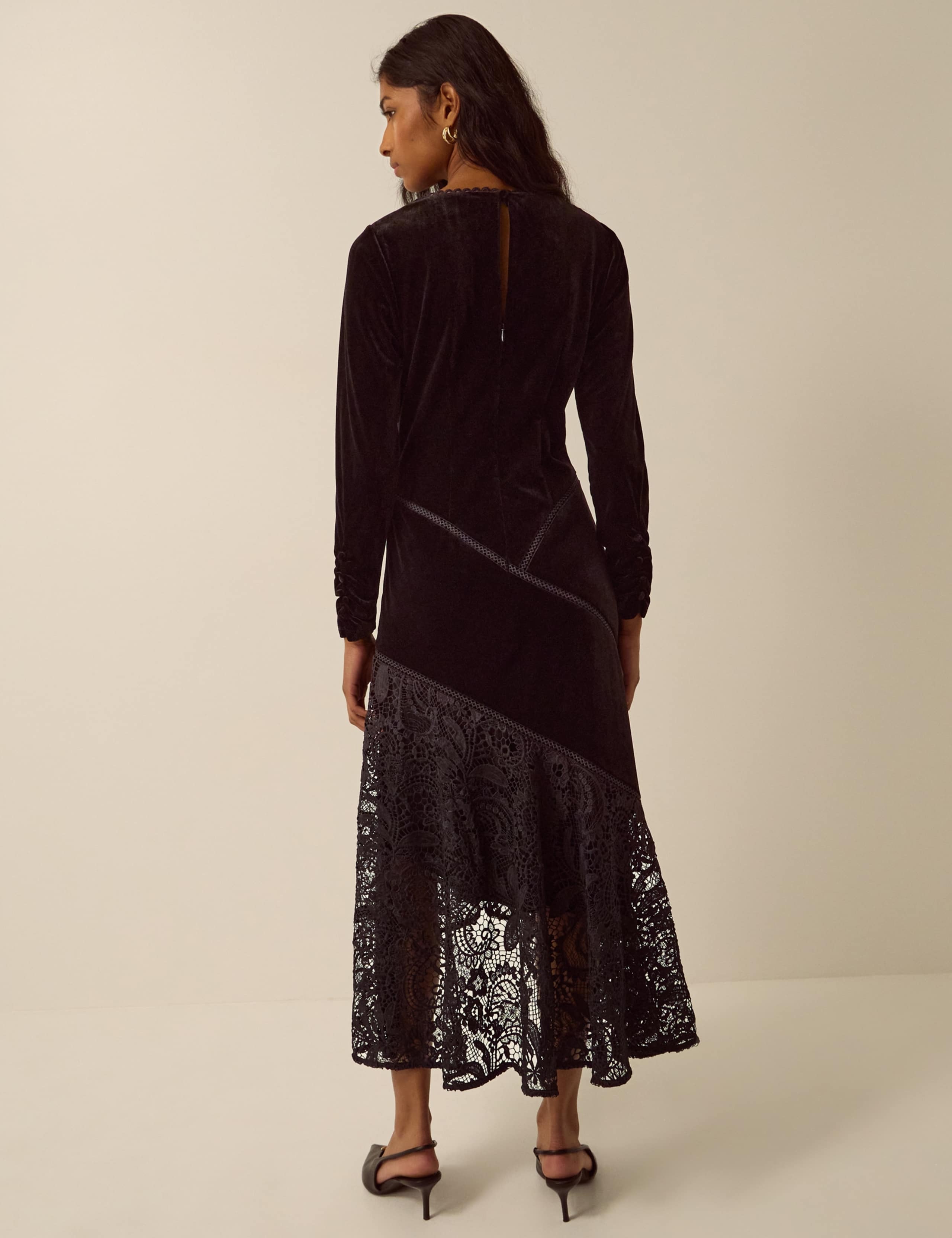Velvet Scoop Neck Zip Up Dress 2 of 4