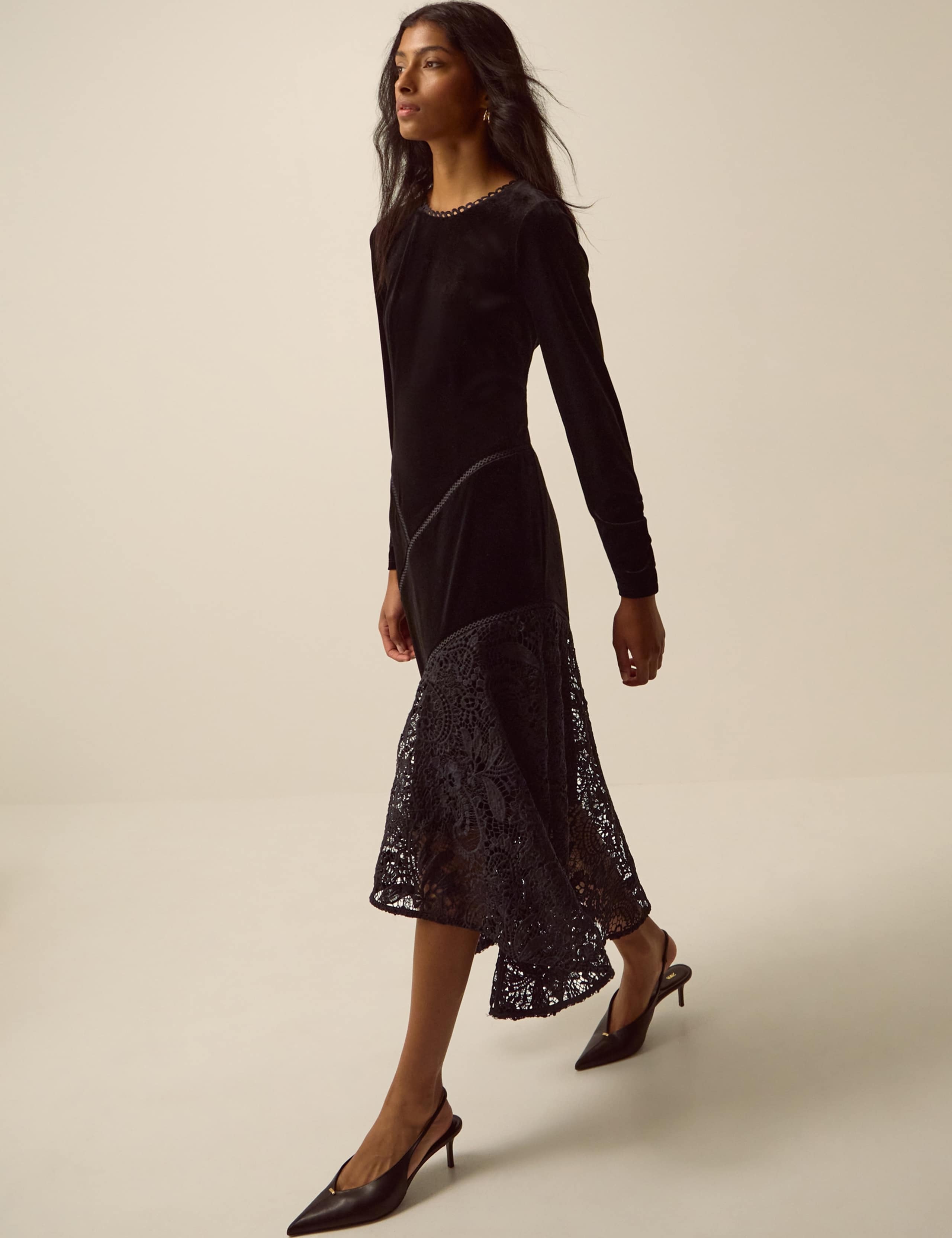 Velvet Scoop Neck Zip Up Dress 3 of 4