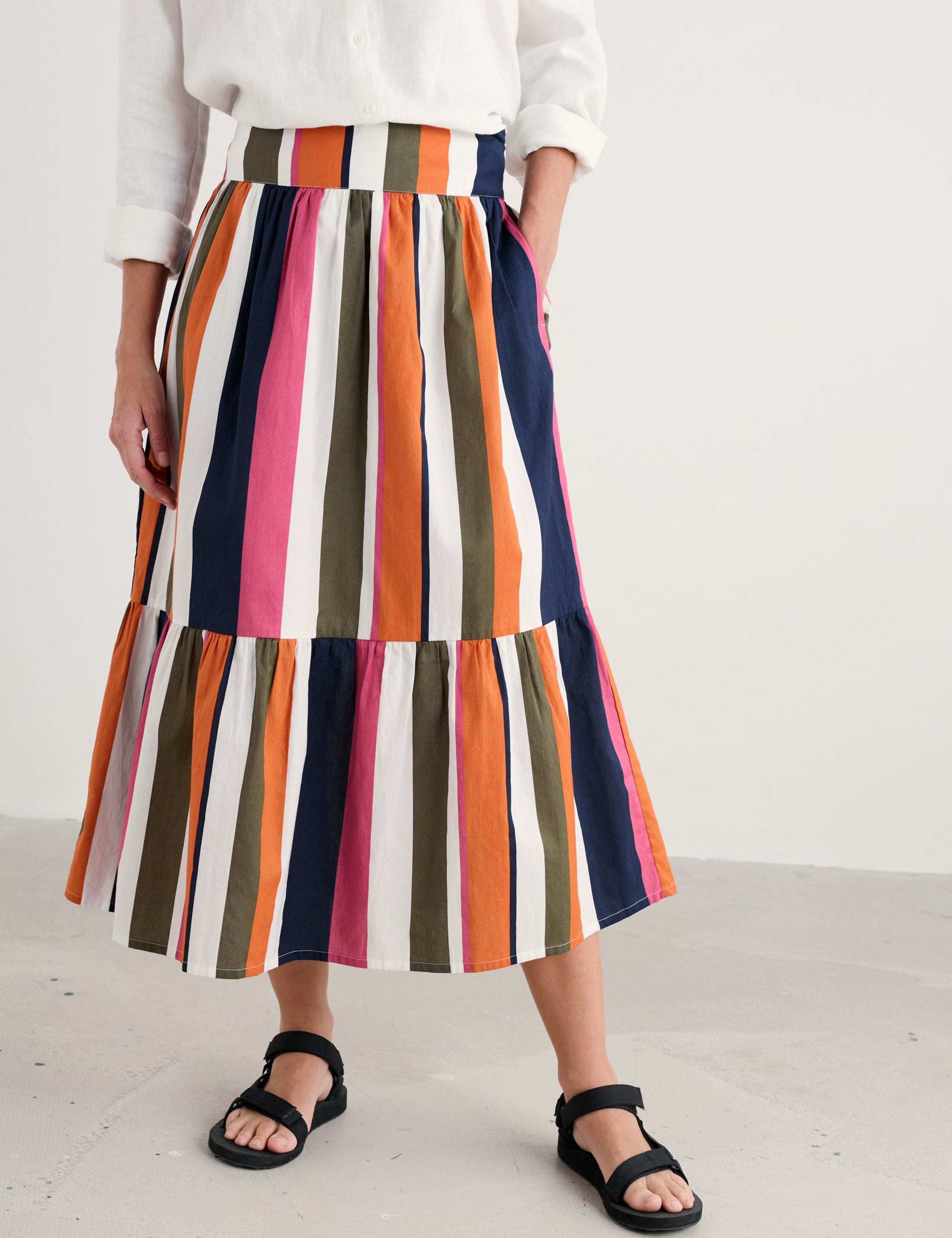 Pure Cotton Striped Midaxi Tiered Skirt 3 of 5