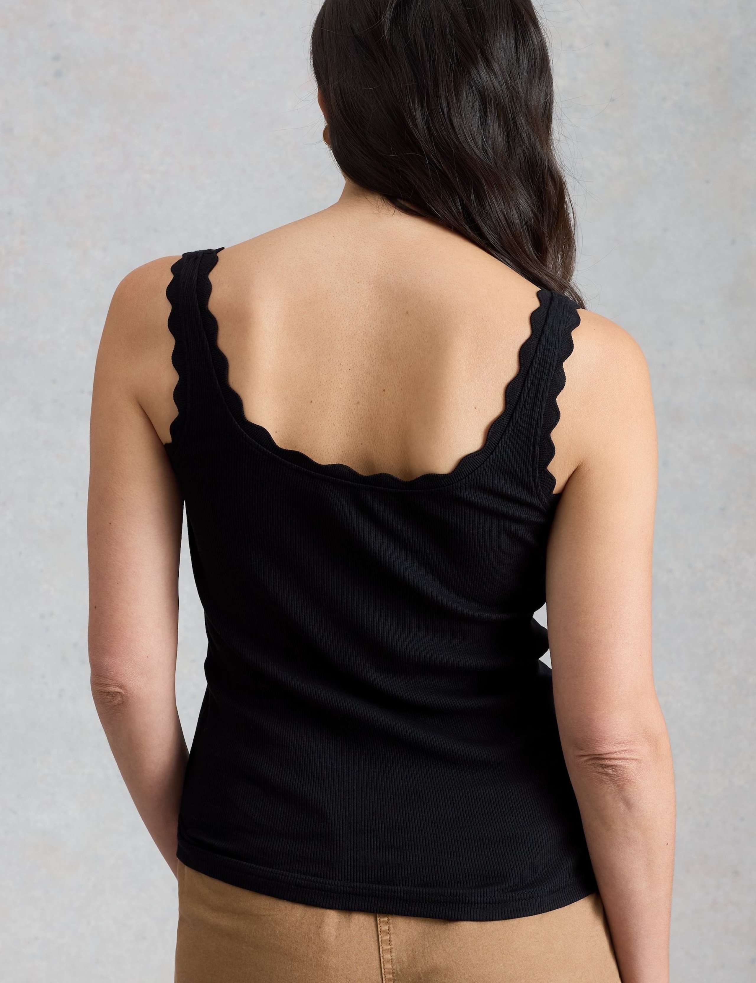 Pure Cotton Ribbed Wavy Trim Vest 3 of 6