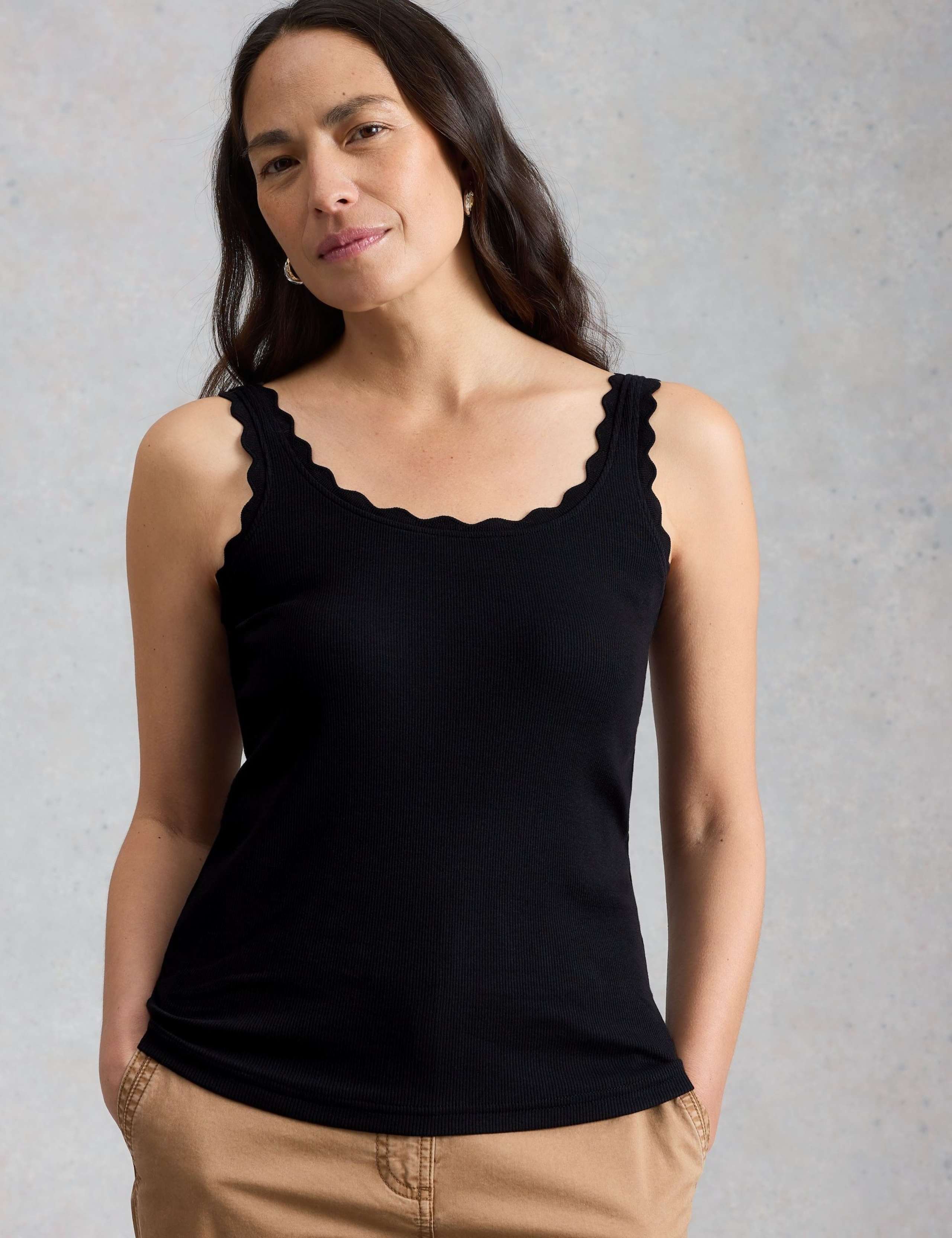 Pure Cotton Ribbed Wavy Trim Vest 5 of 6