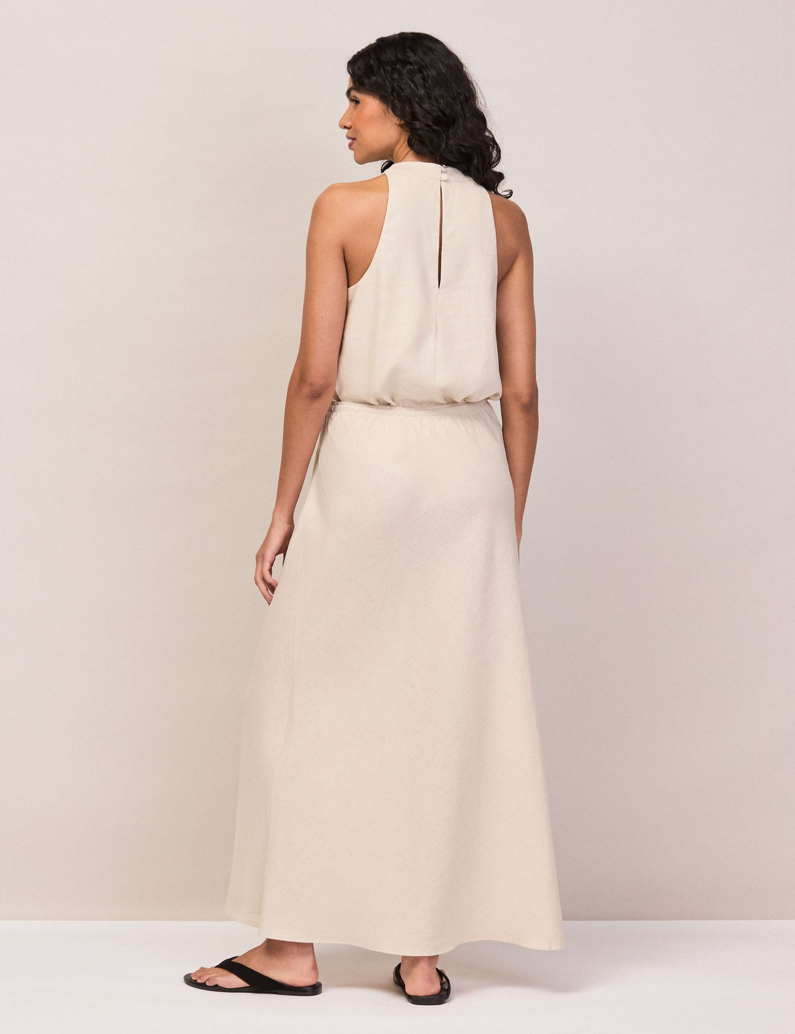 Linen Rich Drawstring Maxi Slip Skirt 3 of 4