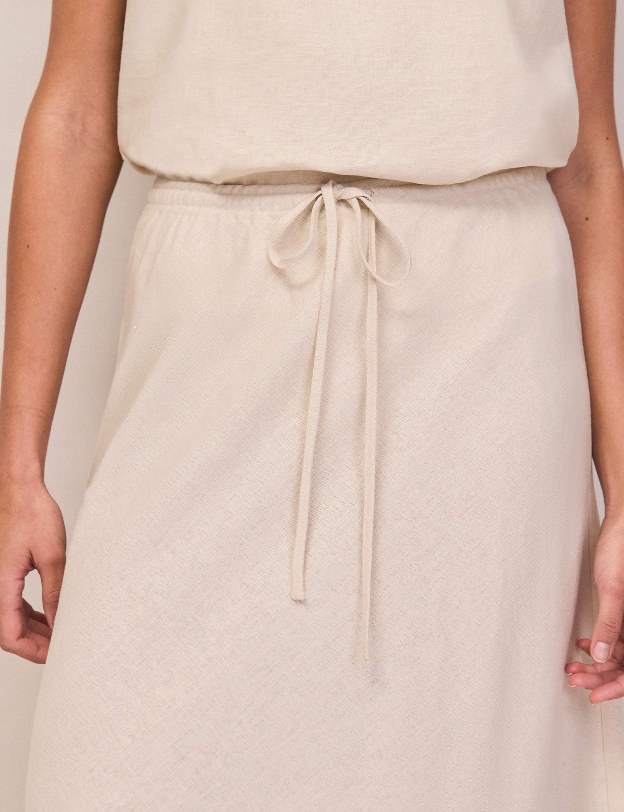 Linen Rich Drawstring Maxi Slip Skirt 4 of 4