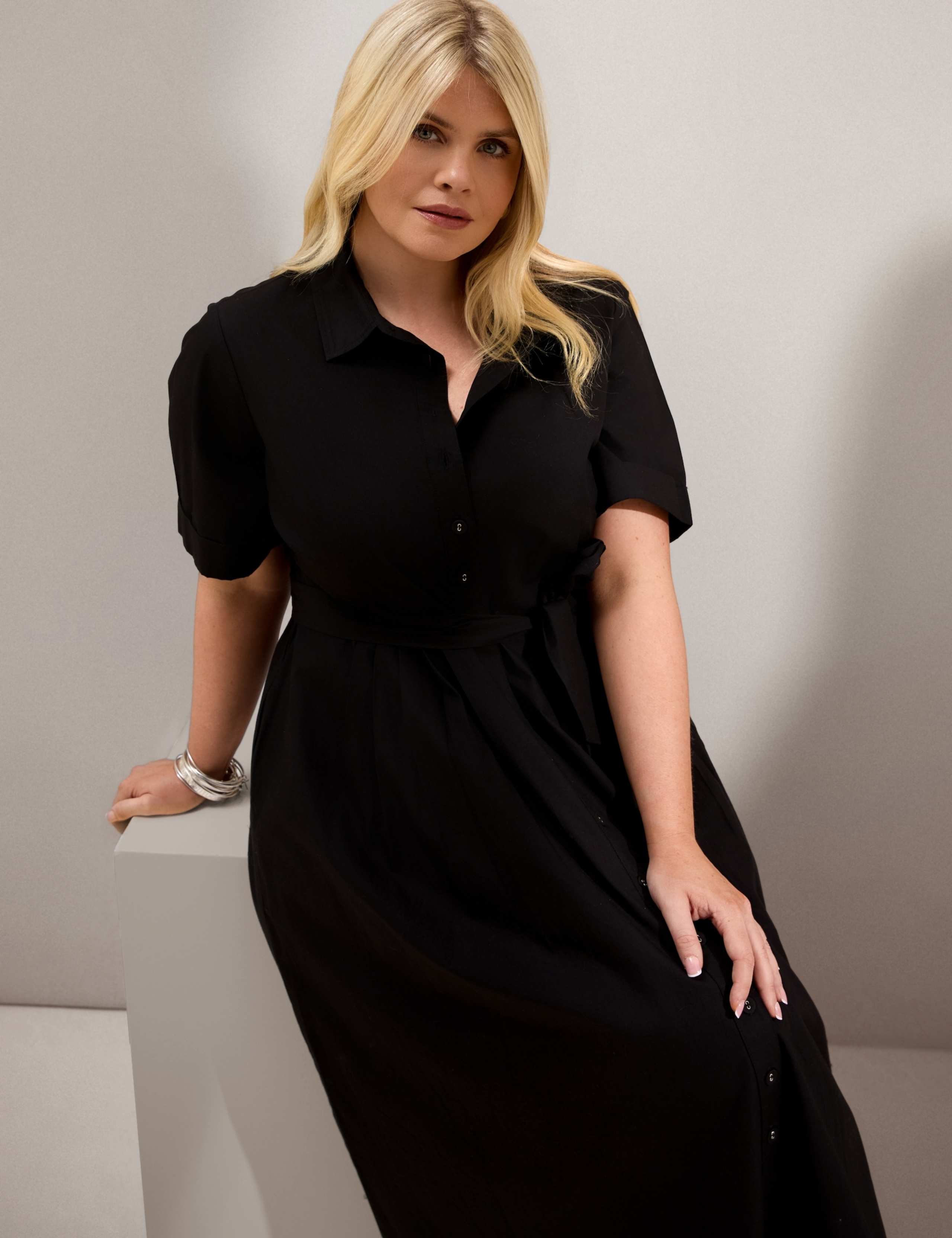 Pure Cotton Button Through Midi Shirt Dress 4 of 6