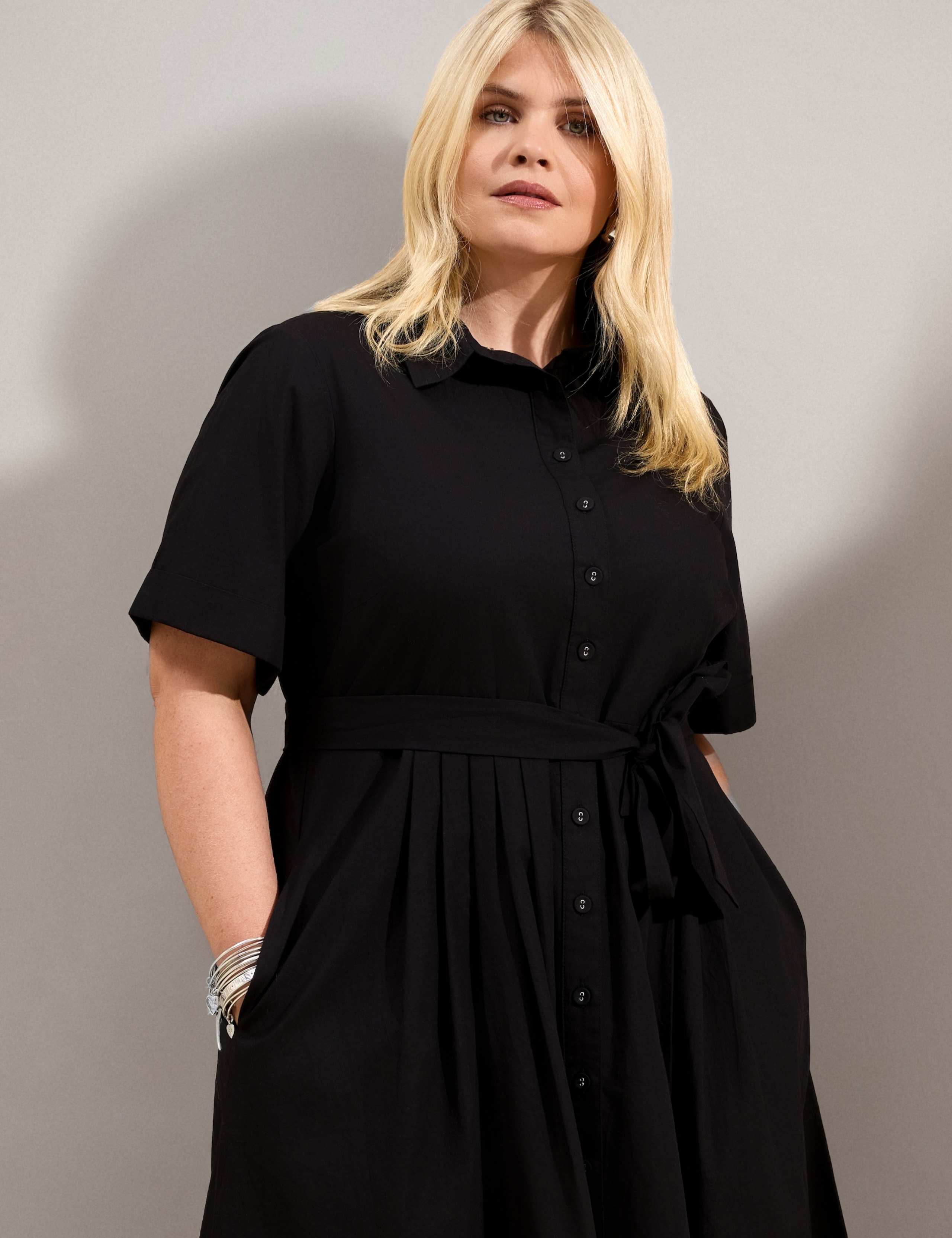 Pure Cotton Button Through Midi Shirt Dress 5 of 6