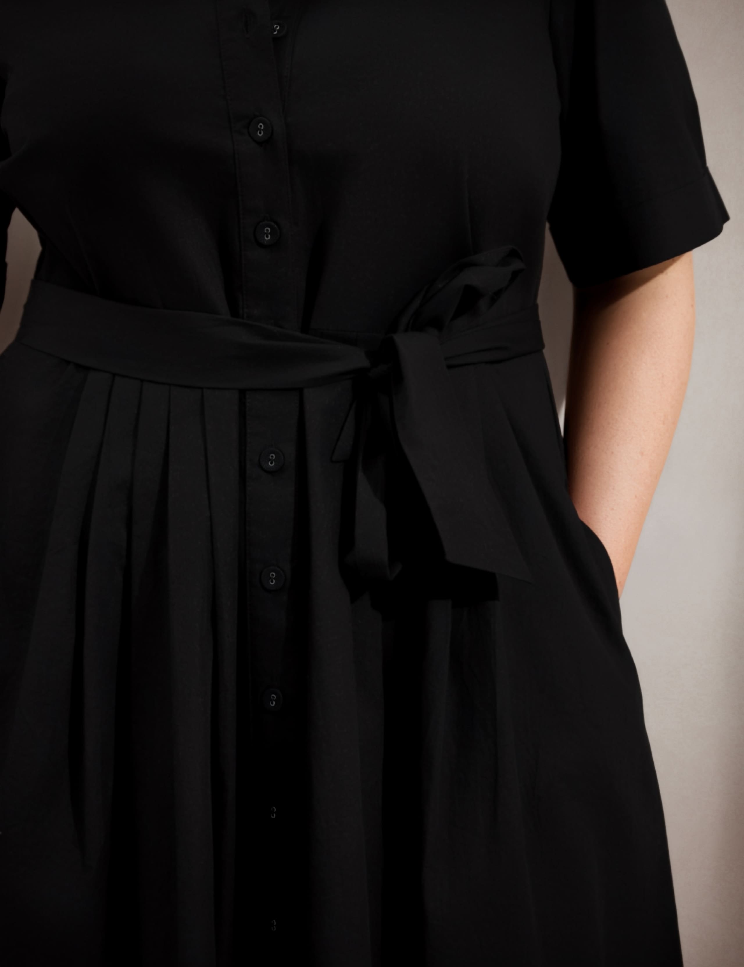 Pure Cotton Button Through Midi Shirt Dress 6 of 6