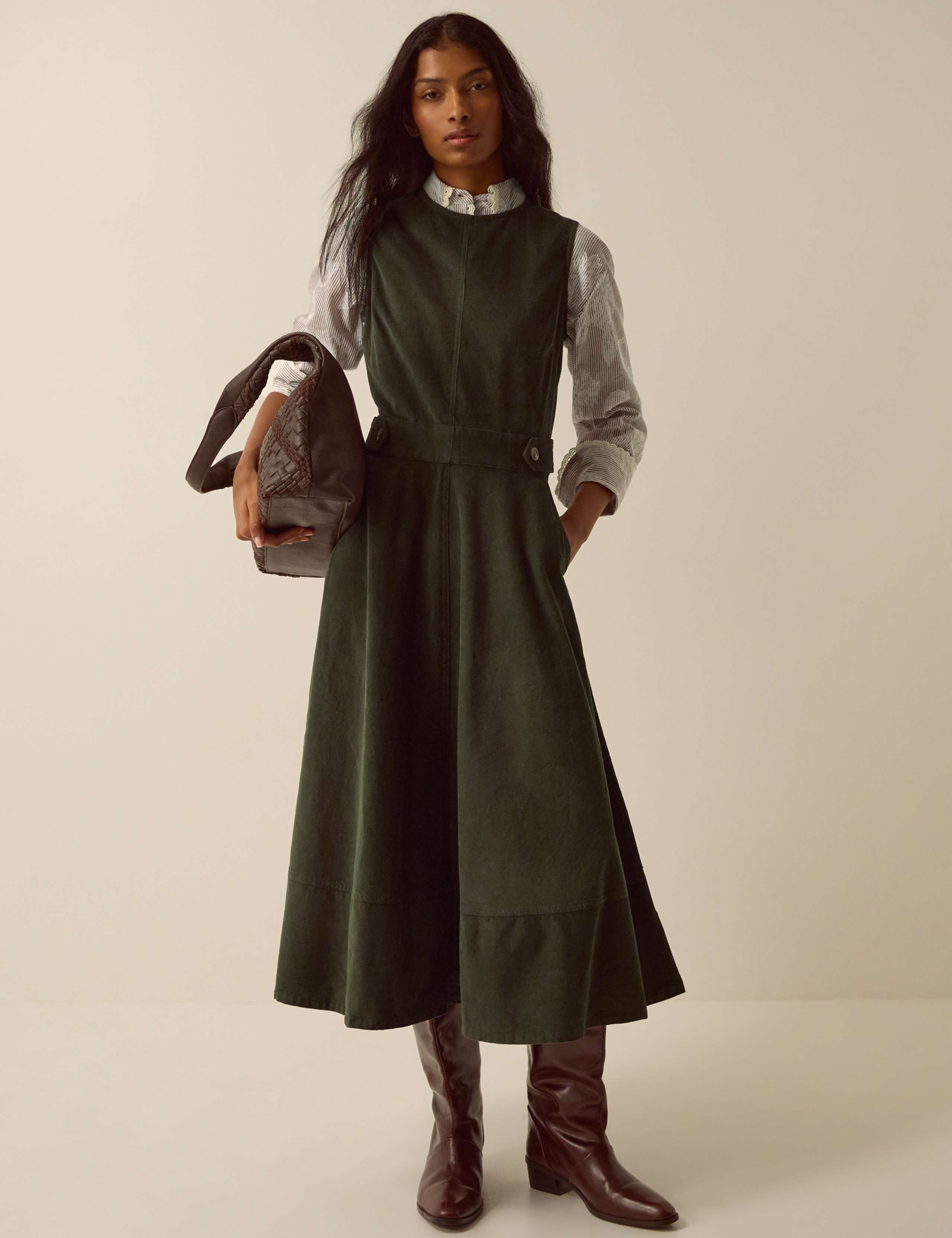 Pure Cotton High Neck Midi Dress 1 of 4