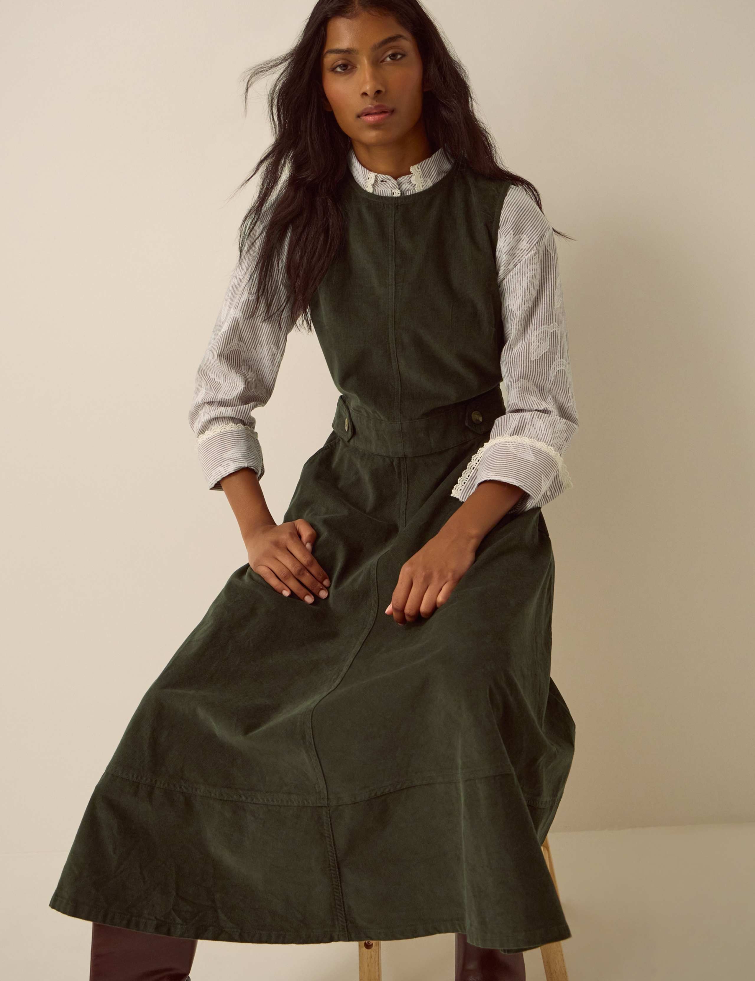 Pure Cotton High Neck Midi Dress 3 of 4