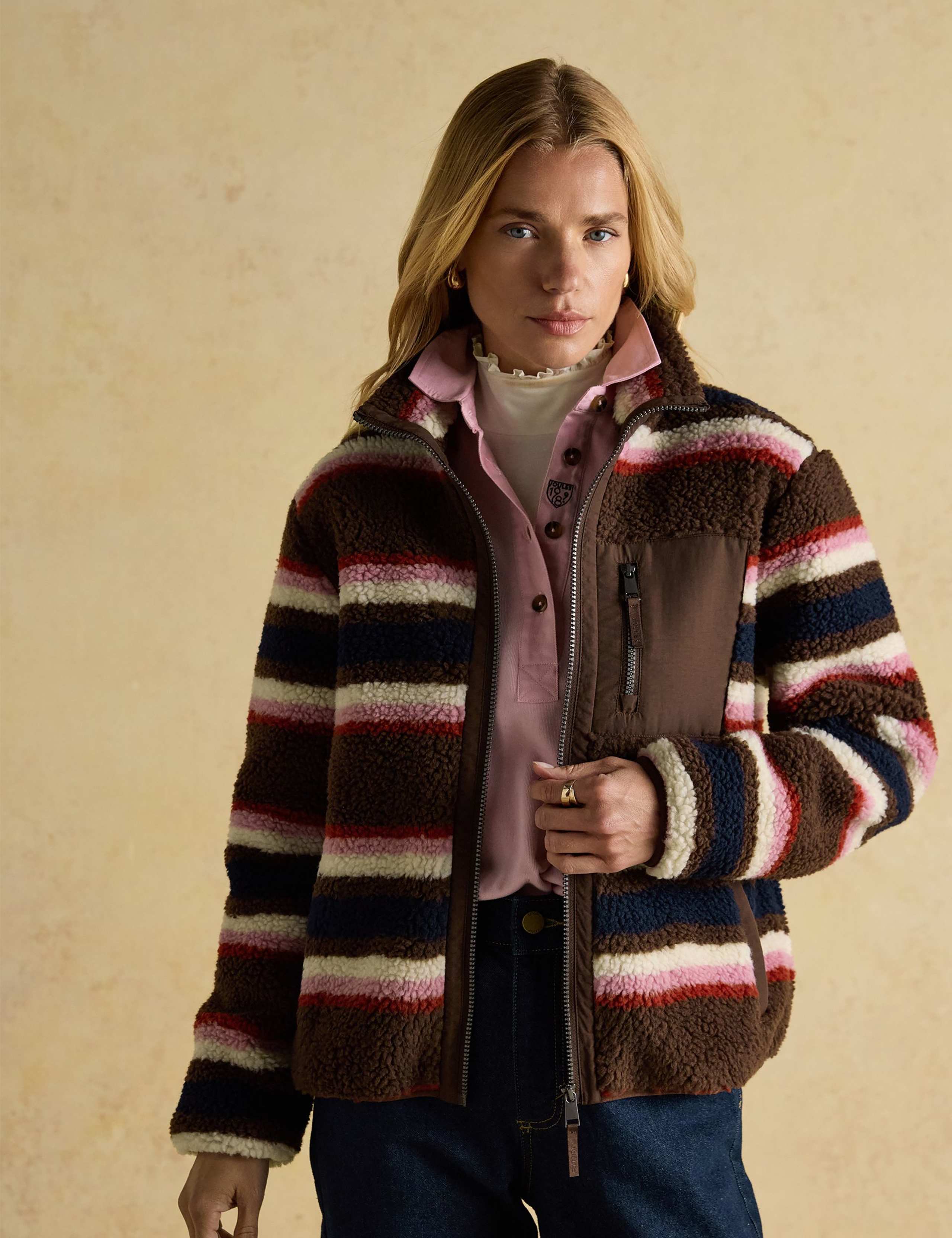 Borg Striped Funnel Neck Jacket 3 of 11