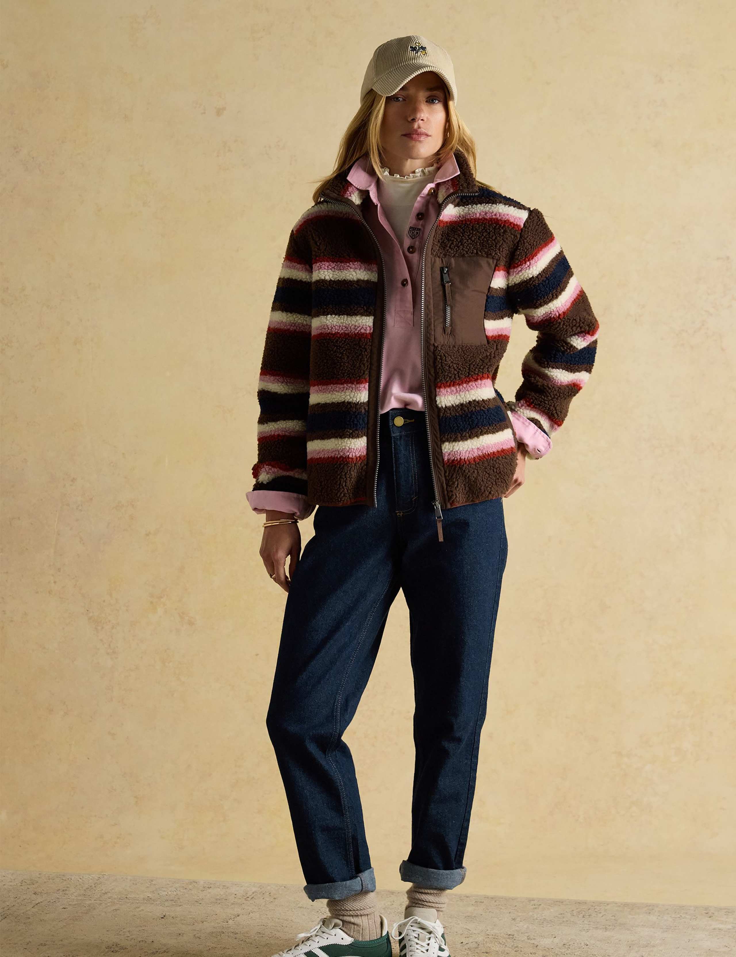 Borg Striped Funnel Neck Jacket 4 of 11