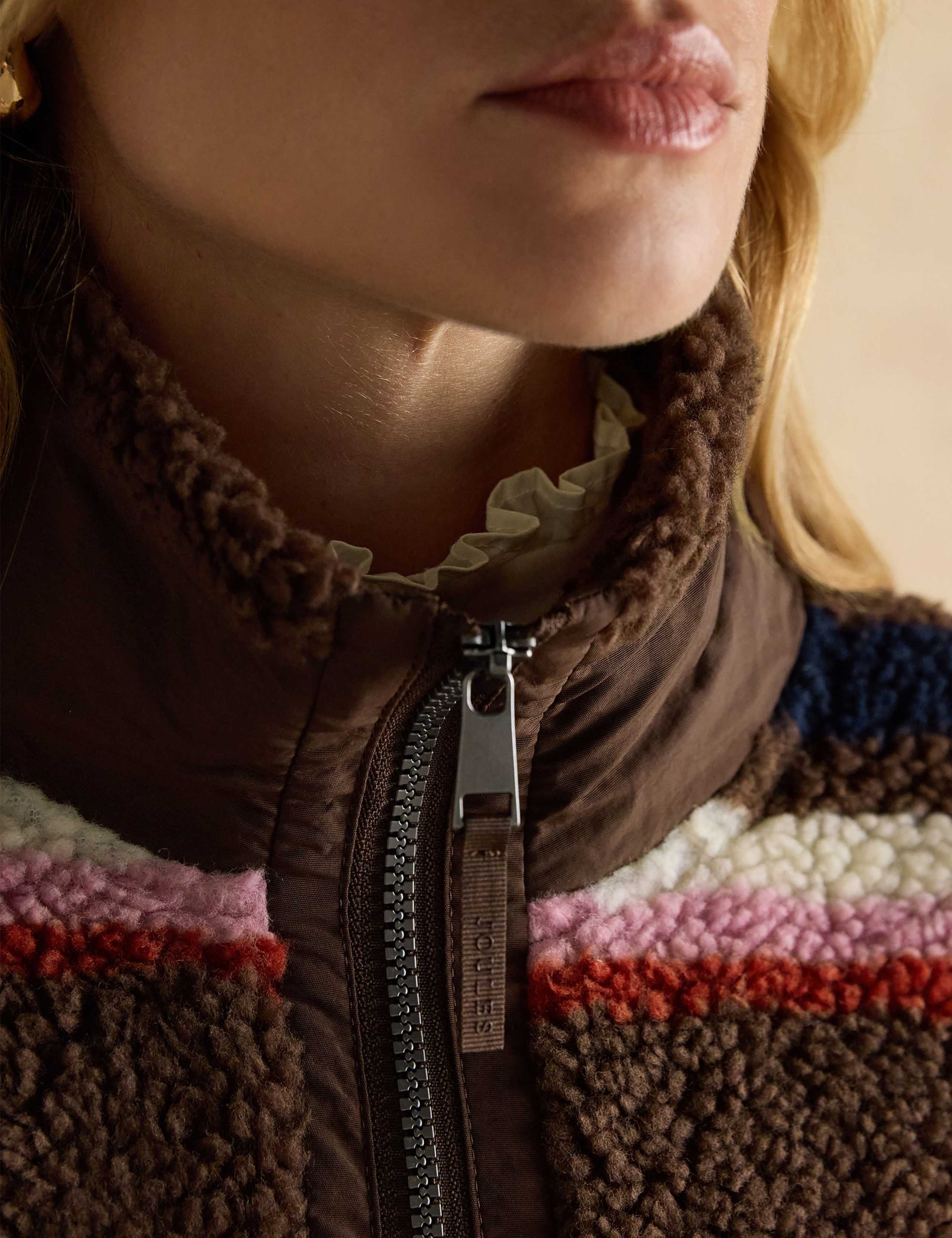 Borg Striped Funnel Neck Jacket 7 of 11