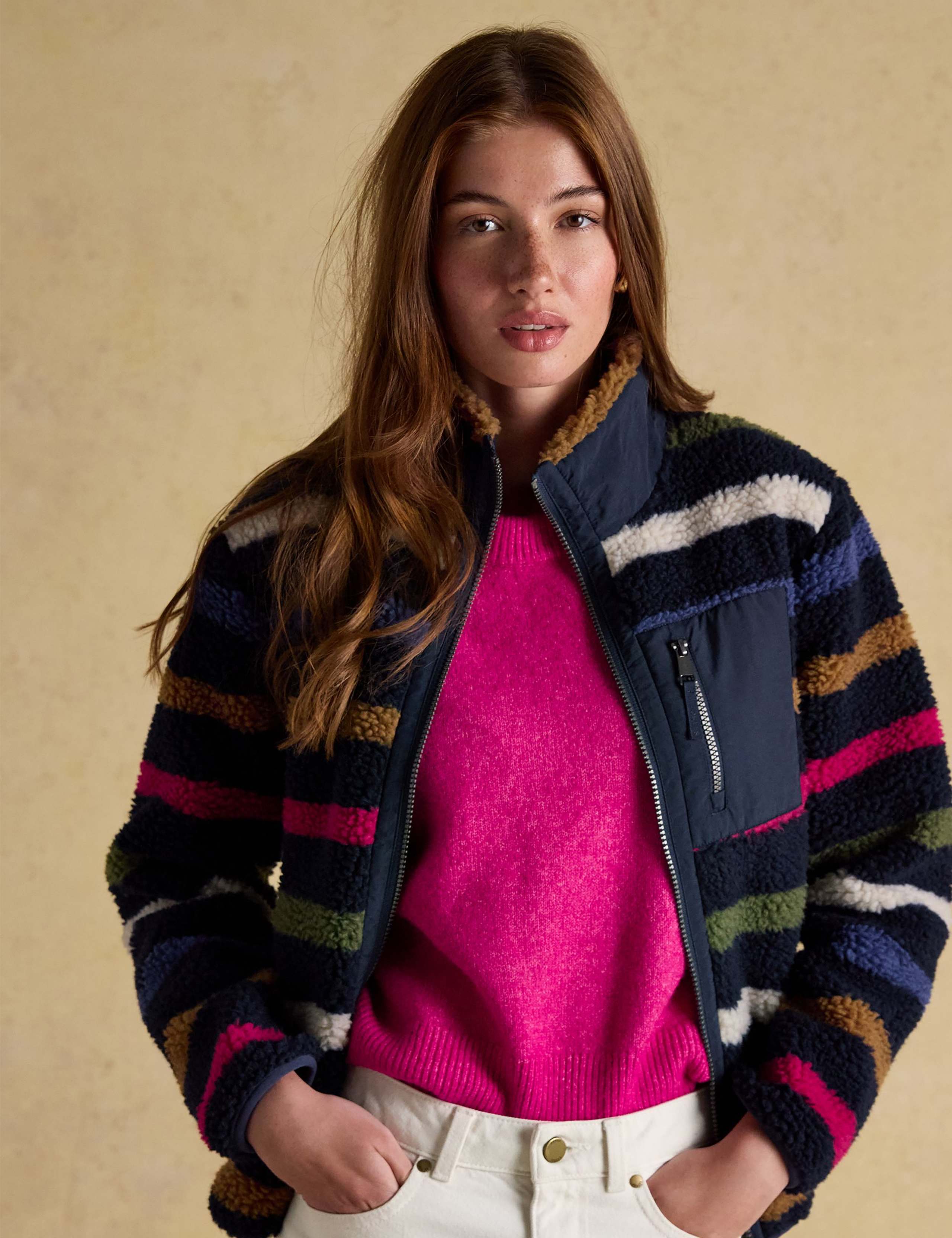 Borg Striped Funnel Neck Jacket 3 of 9