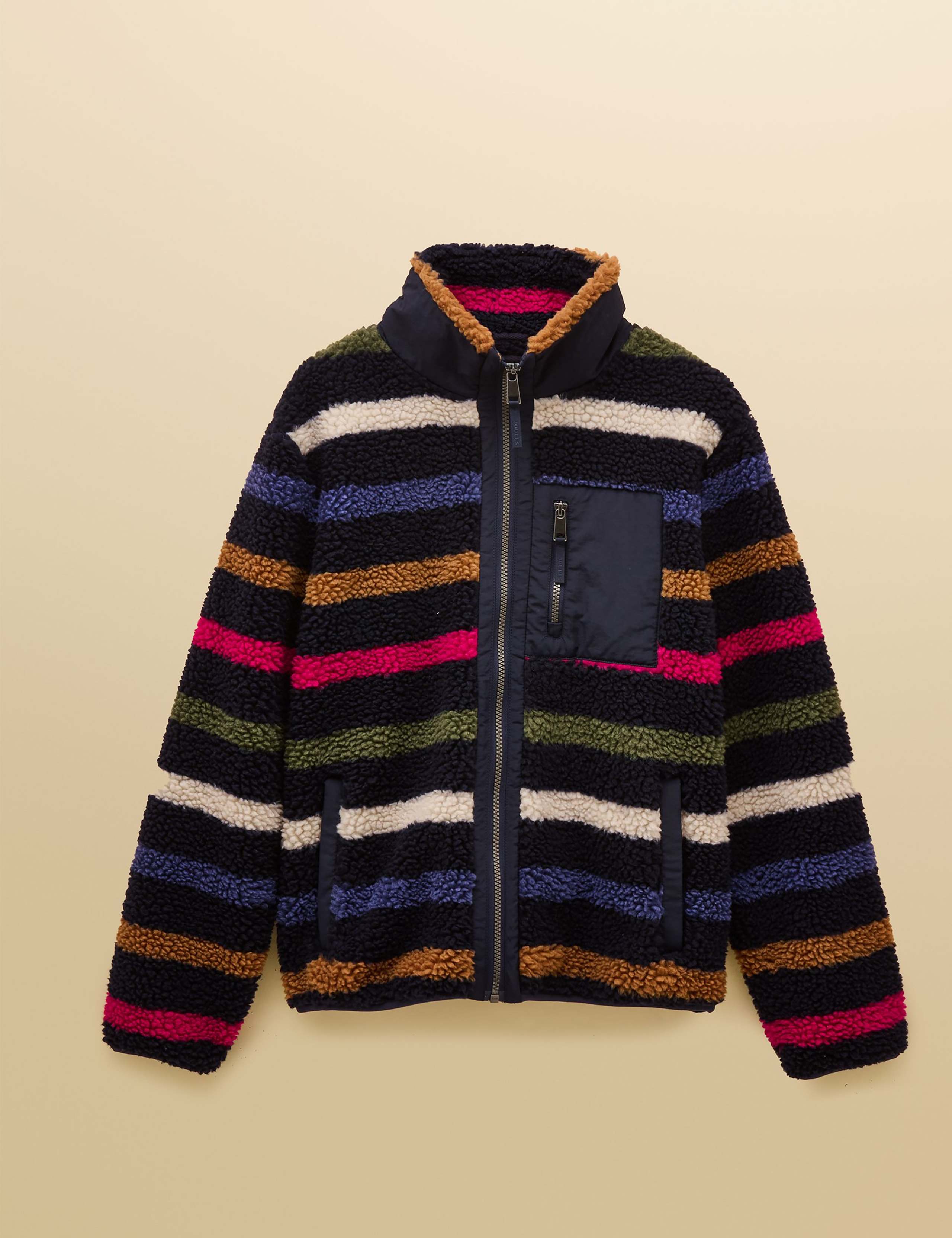 Borg Striped Funnel Neck Jacket 2 of 9