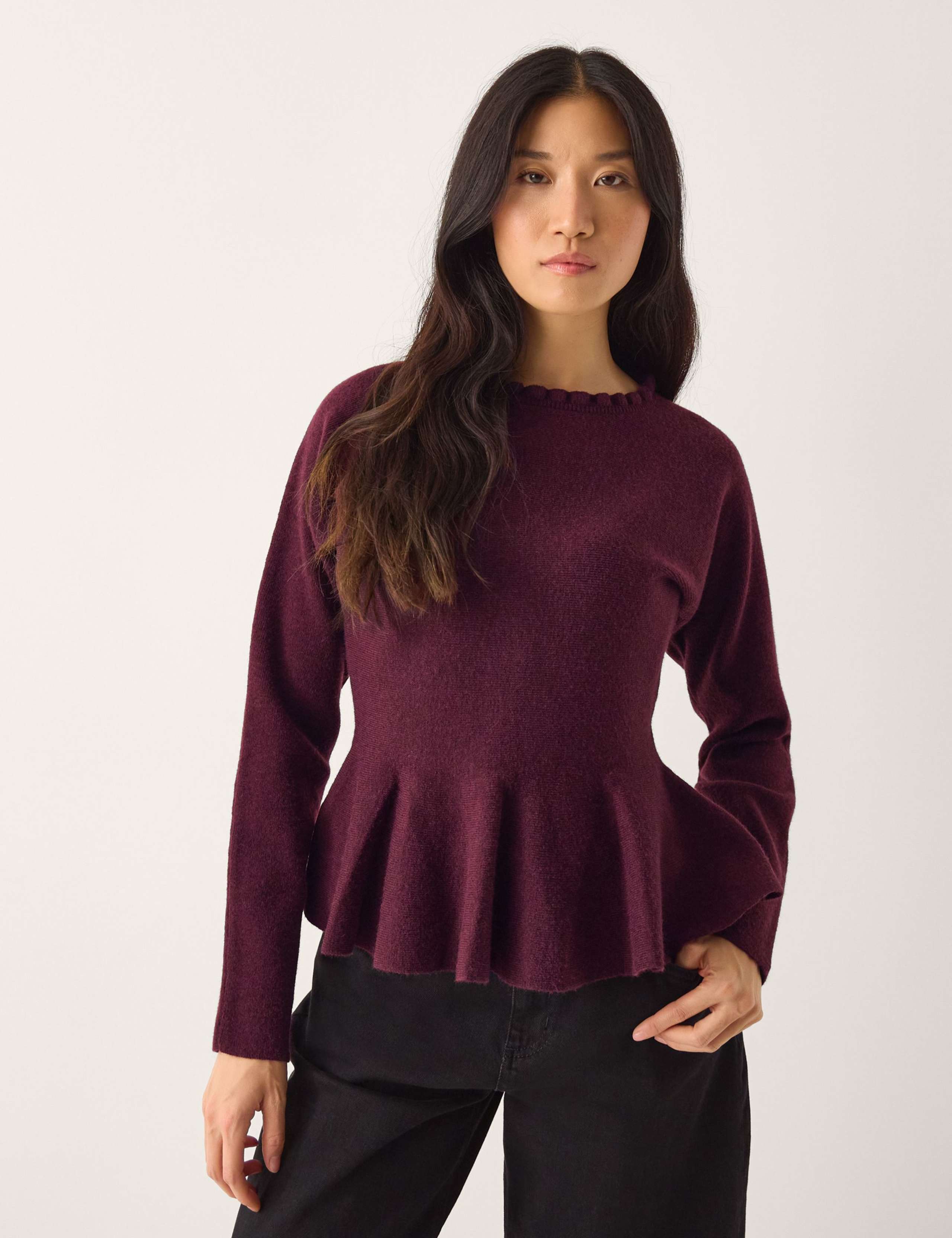Textured Peplum Crew Neck Jumper 1 of 4