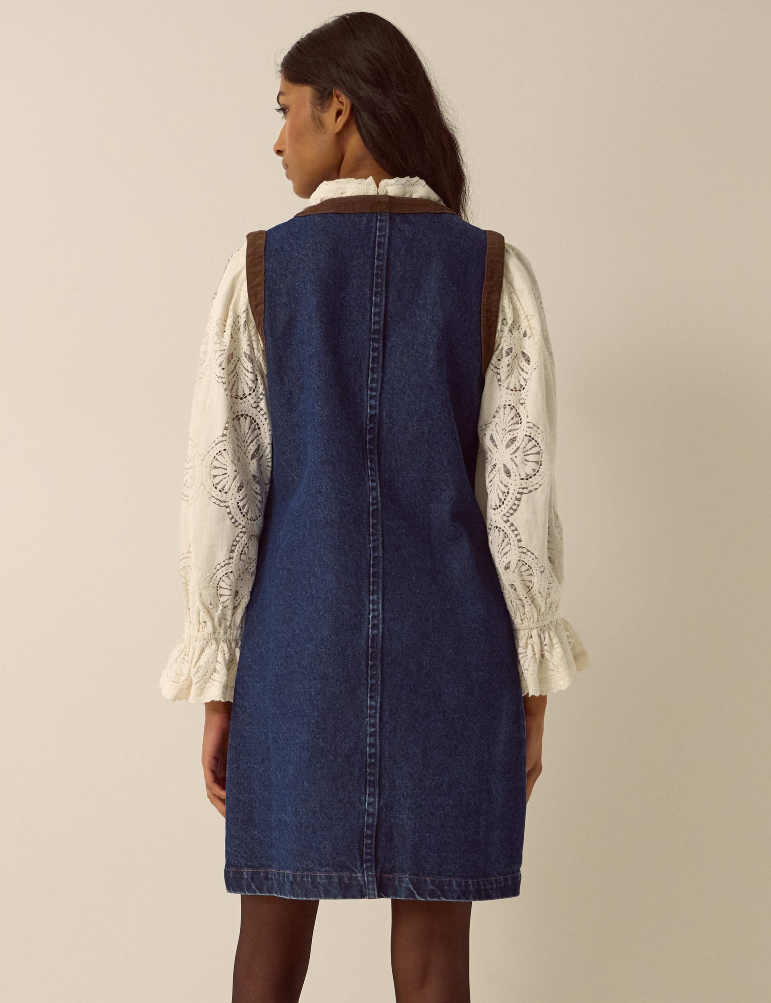 Denim Round Neck Midi Dress 3 of 4