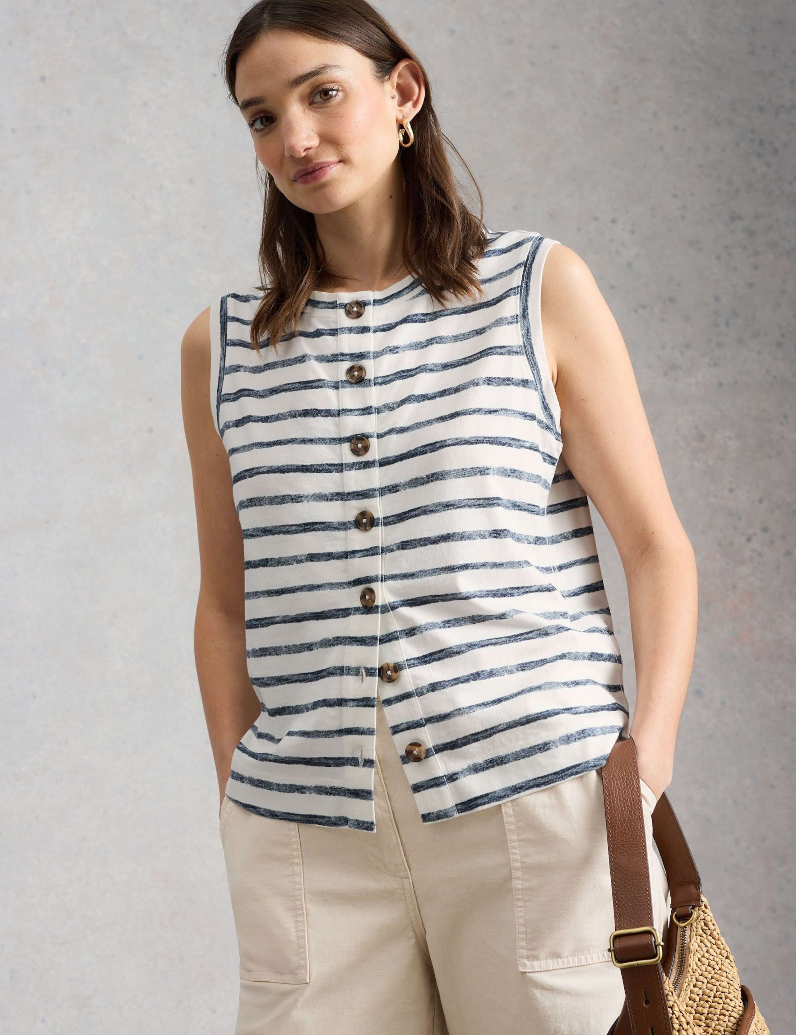 Pure Cotton Button Detail Vest 1 of 6