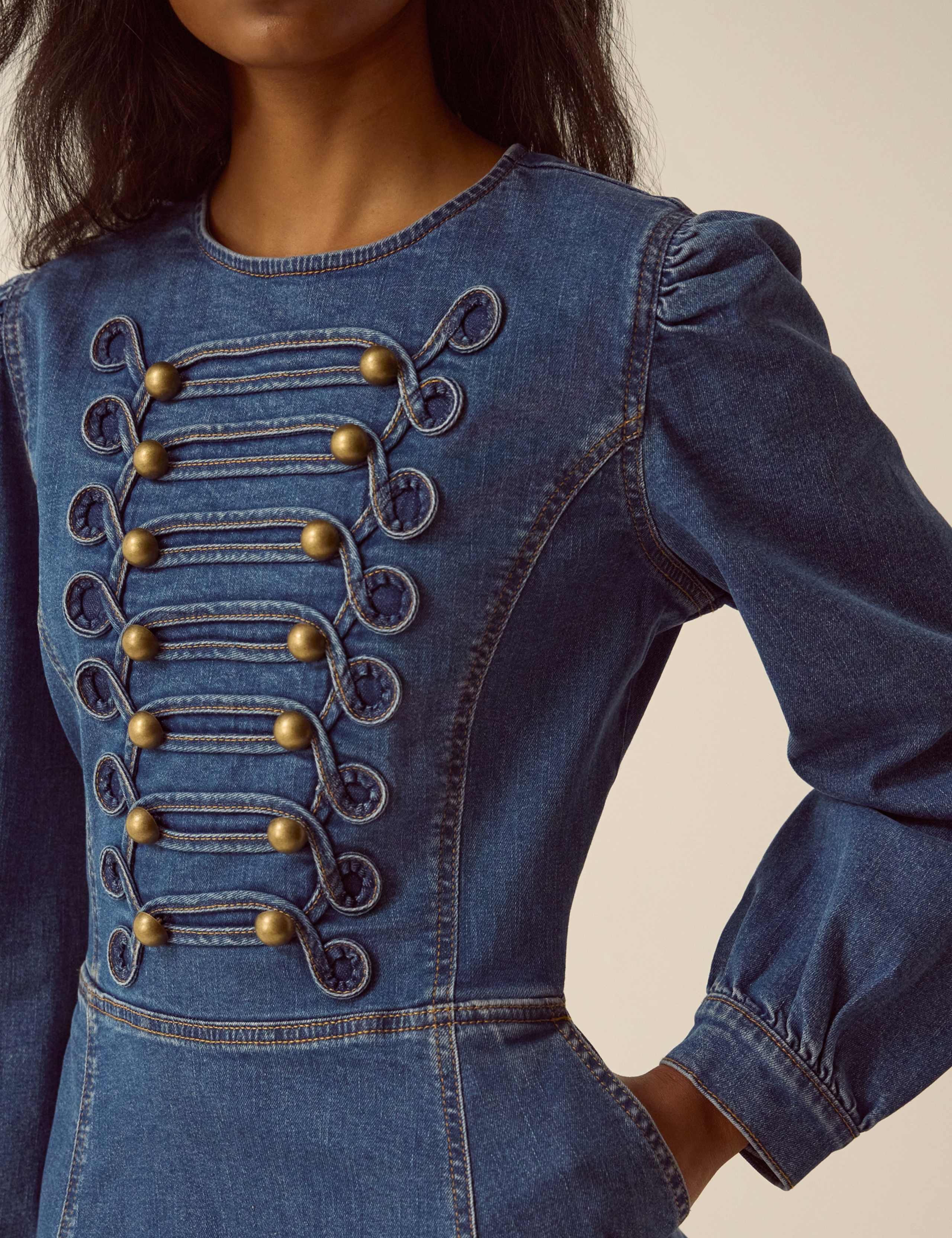 Denim Round Neck Midi Dress 4 of 4