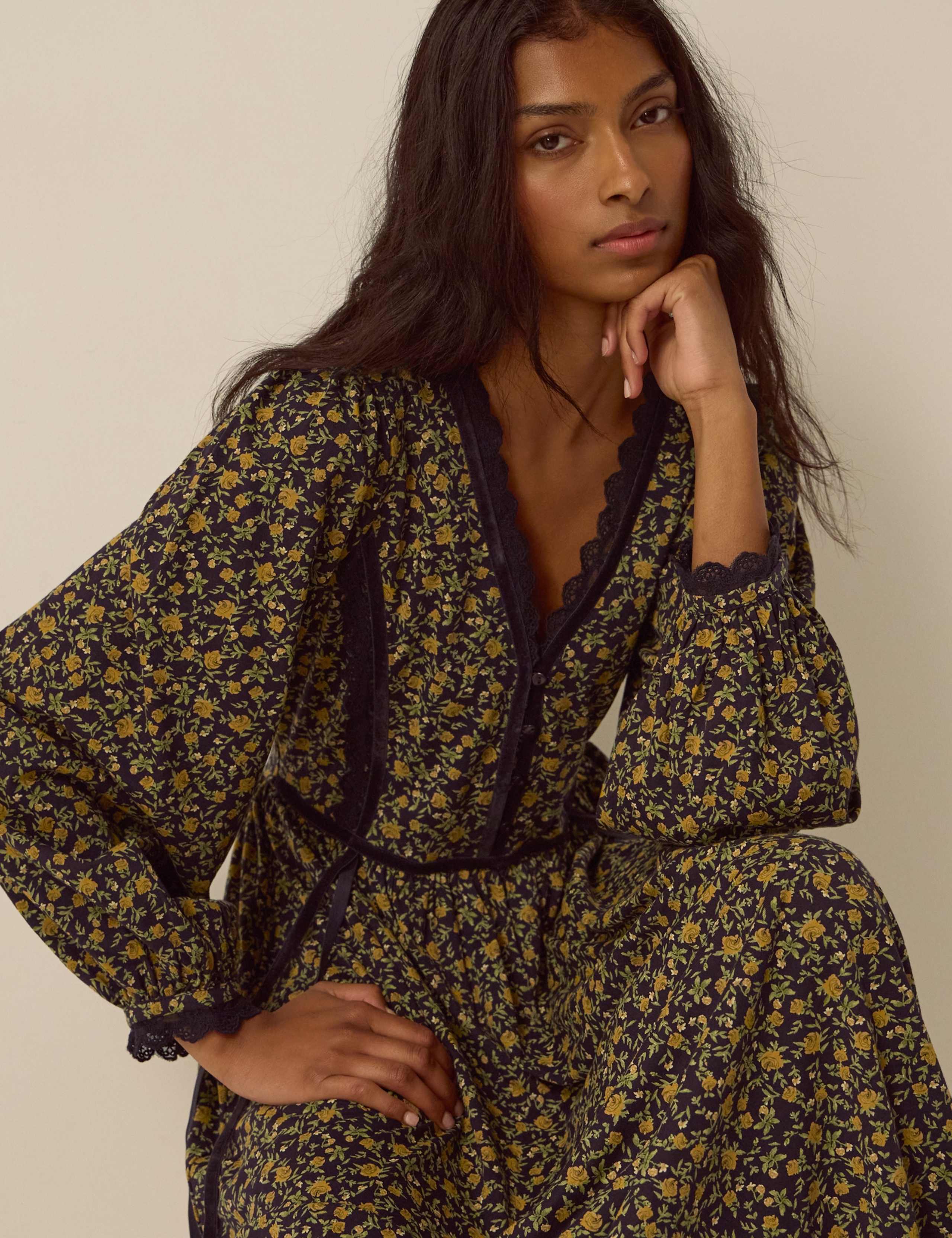 Pure Cotton Printed V Neck Midi Smock Dress 3 of 4
