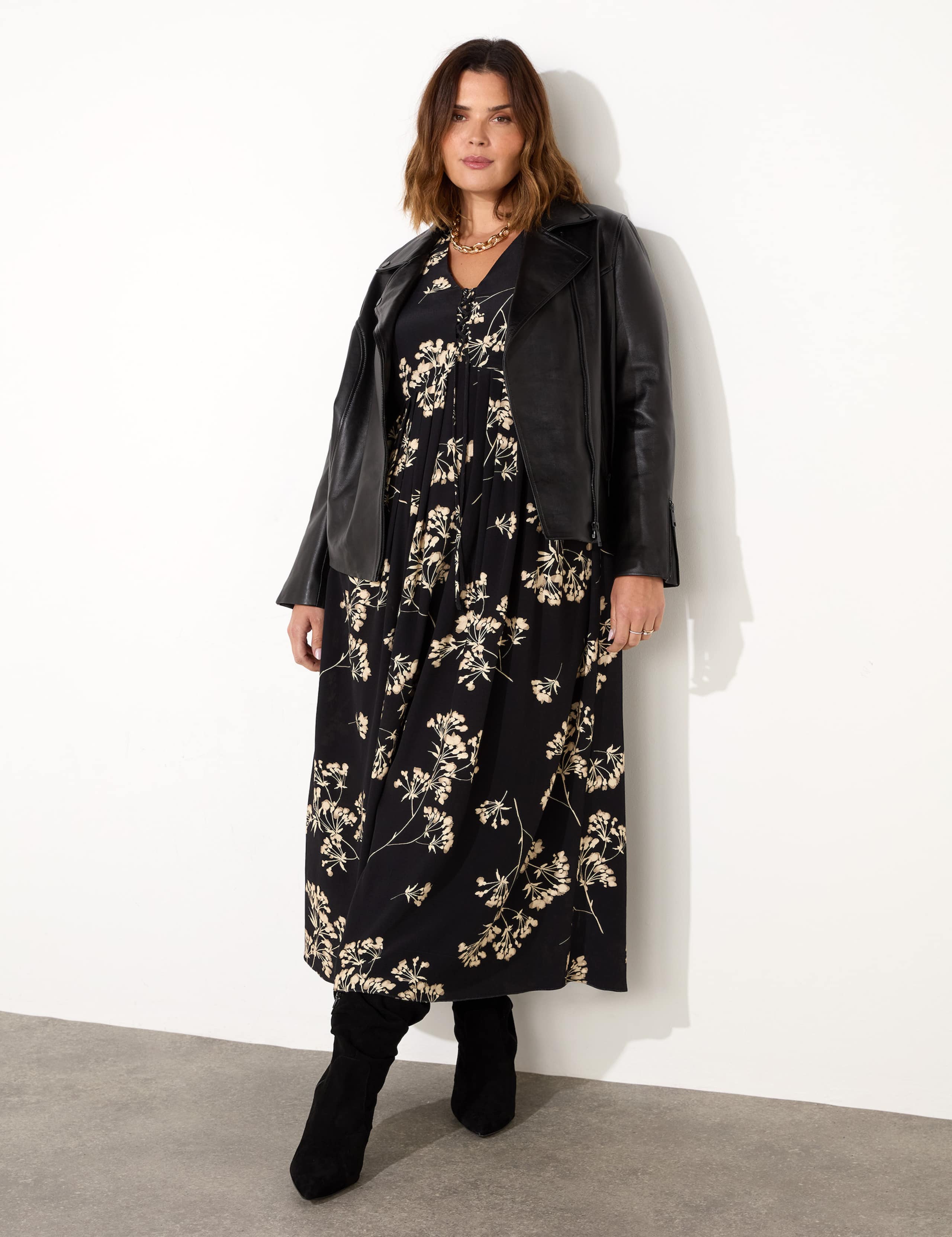 Floral V-Neck Midaxi Swing Dress 3 of 6