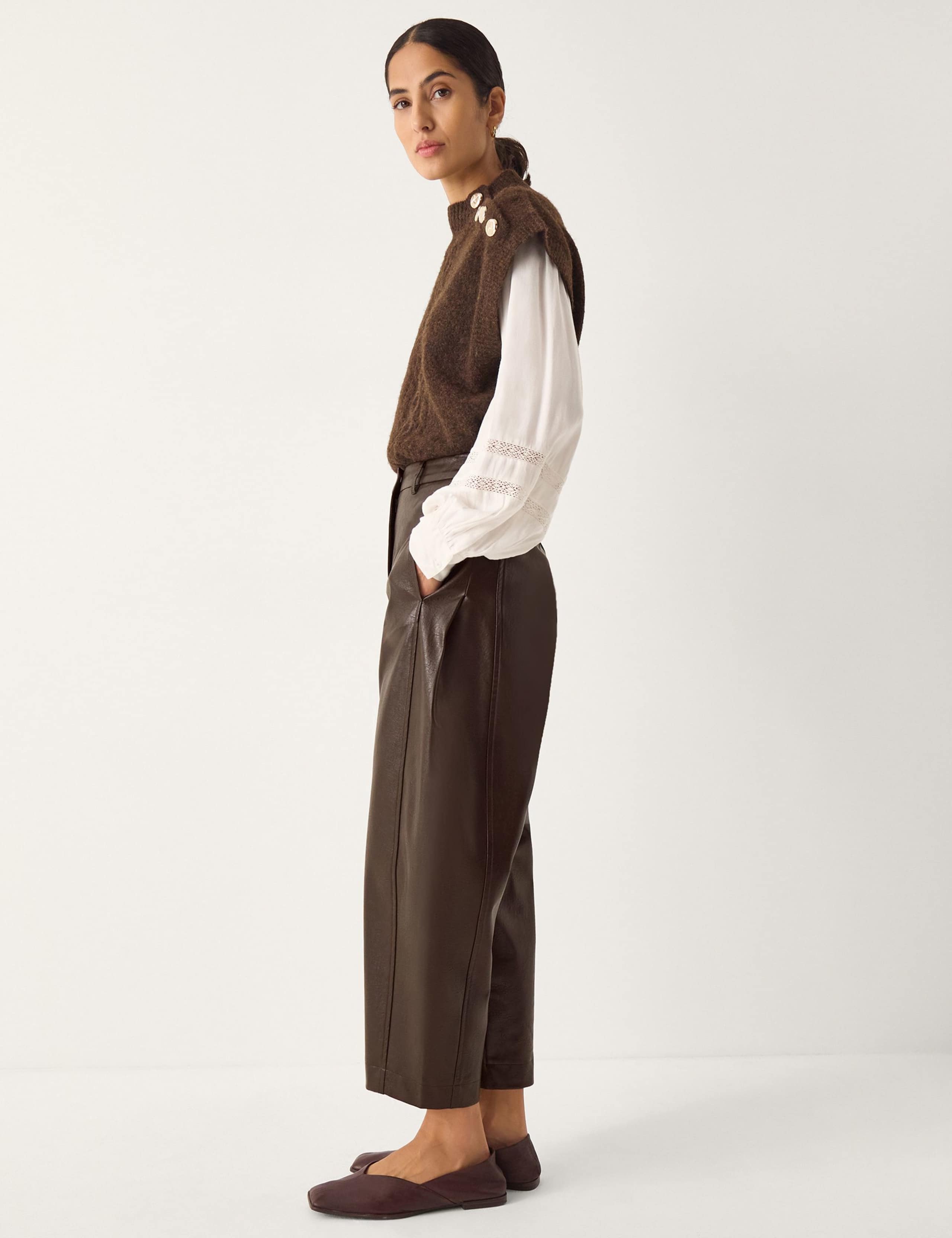 Faux Leather Barrel Leg Trousers 2 of 3