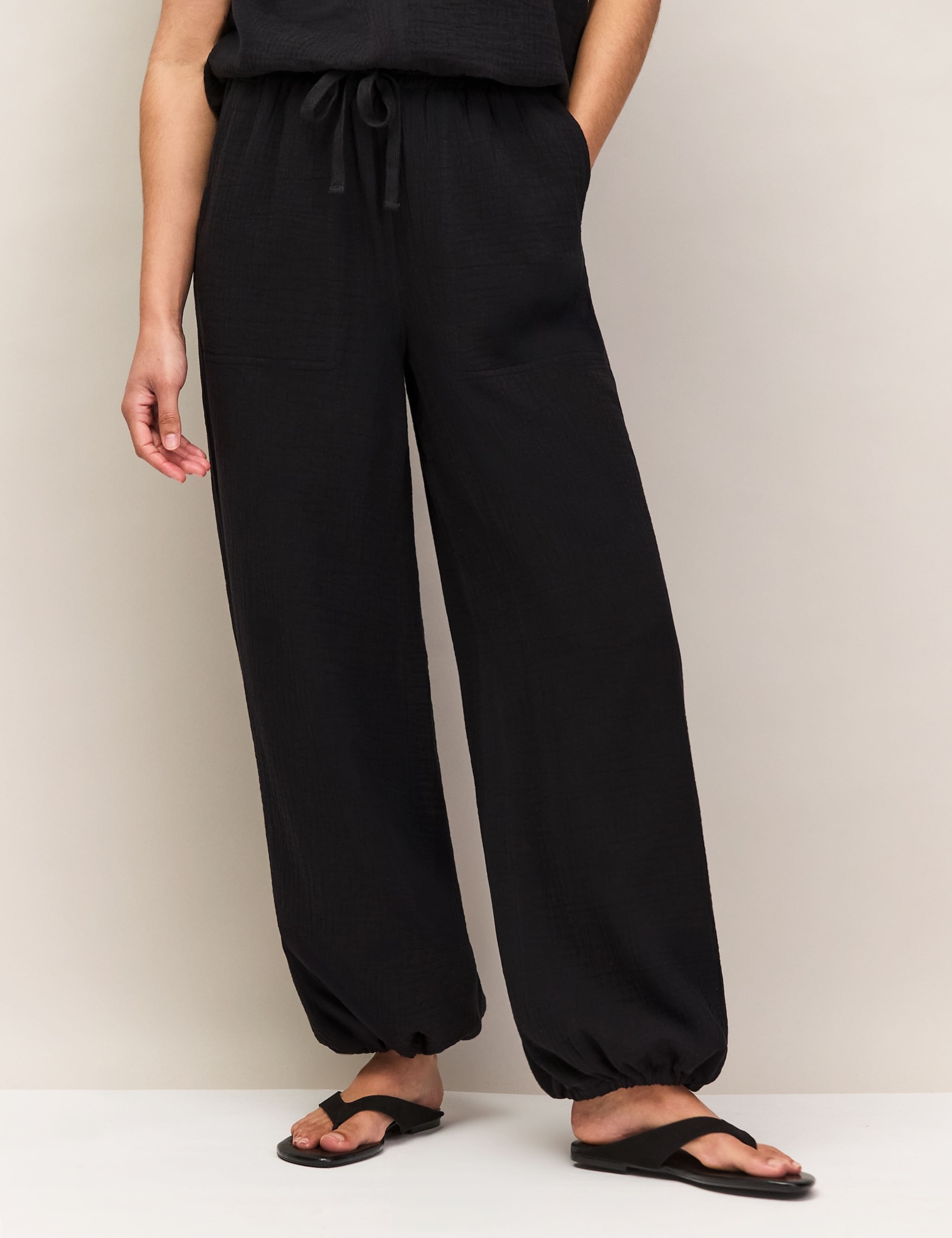 Pure Cotton Textured Relaxed Cuffed Trousers 5 of 8