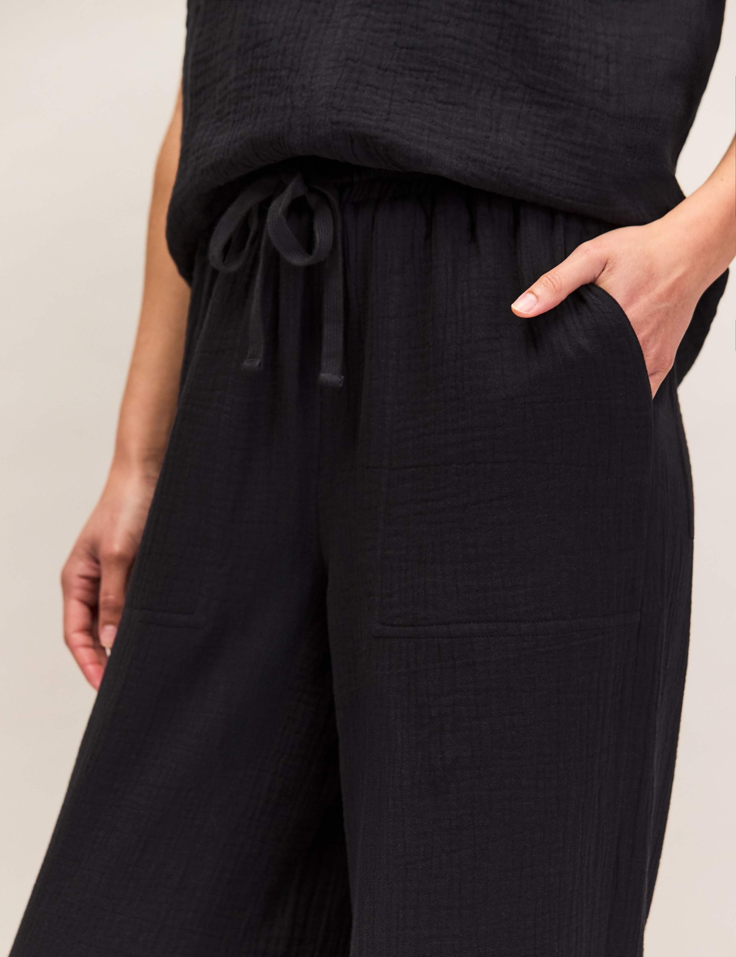 Pure Cotton Textured Relaxed Cuffed Trousers 6 of 8