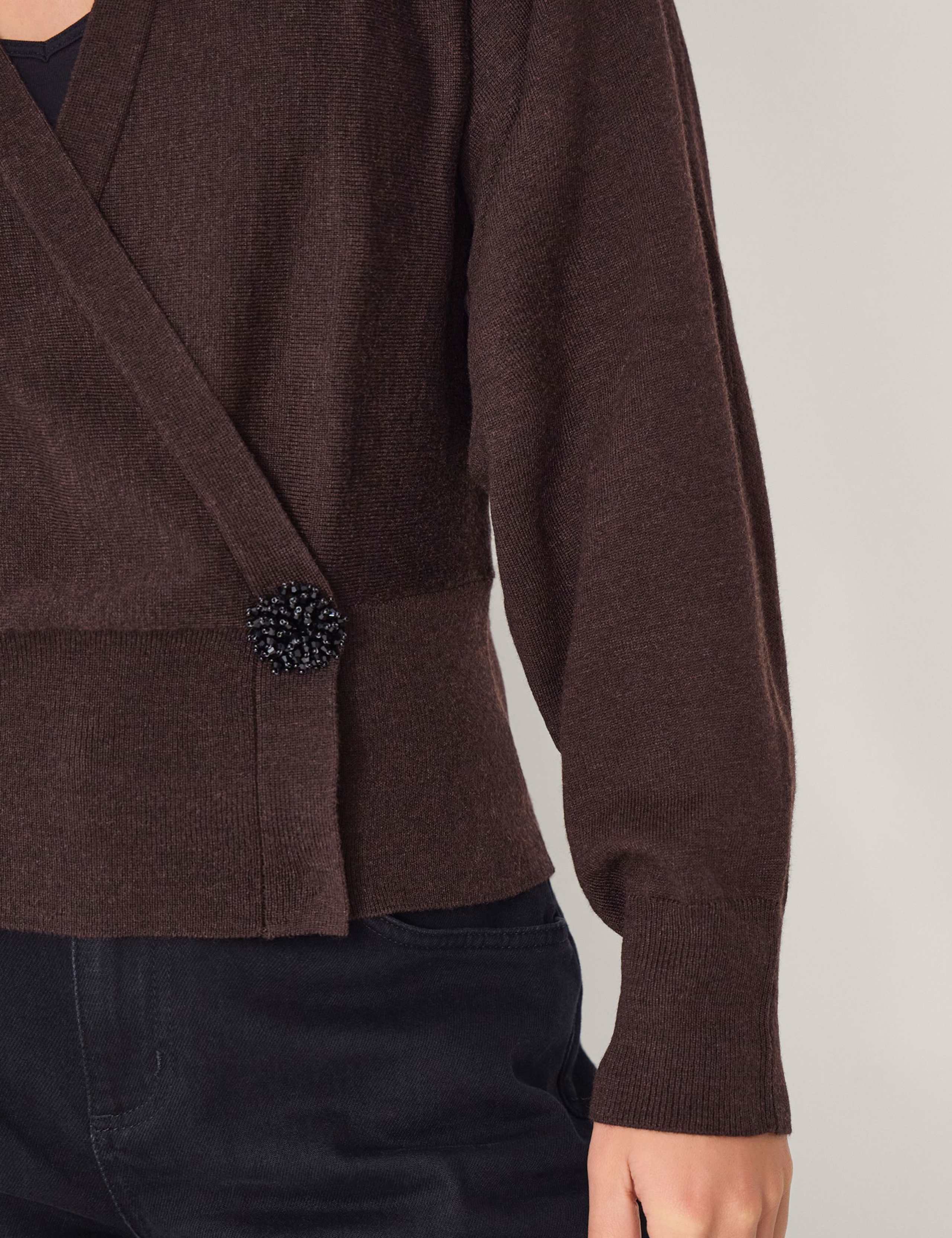 Embellished V-Neck Mock Wrap Cardigan 4 of 4