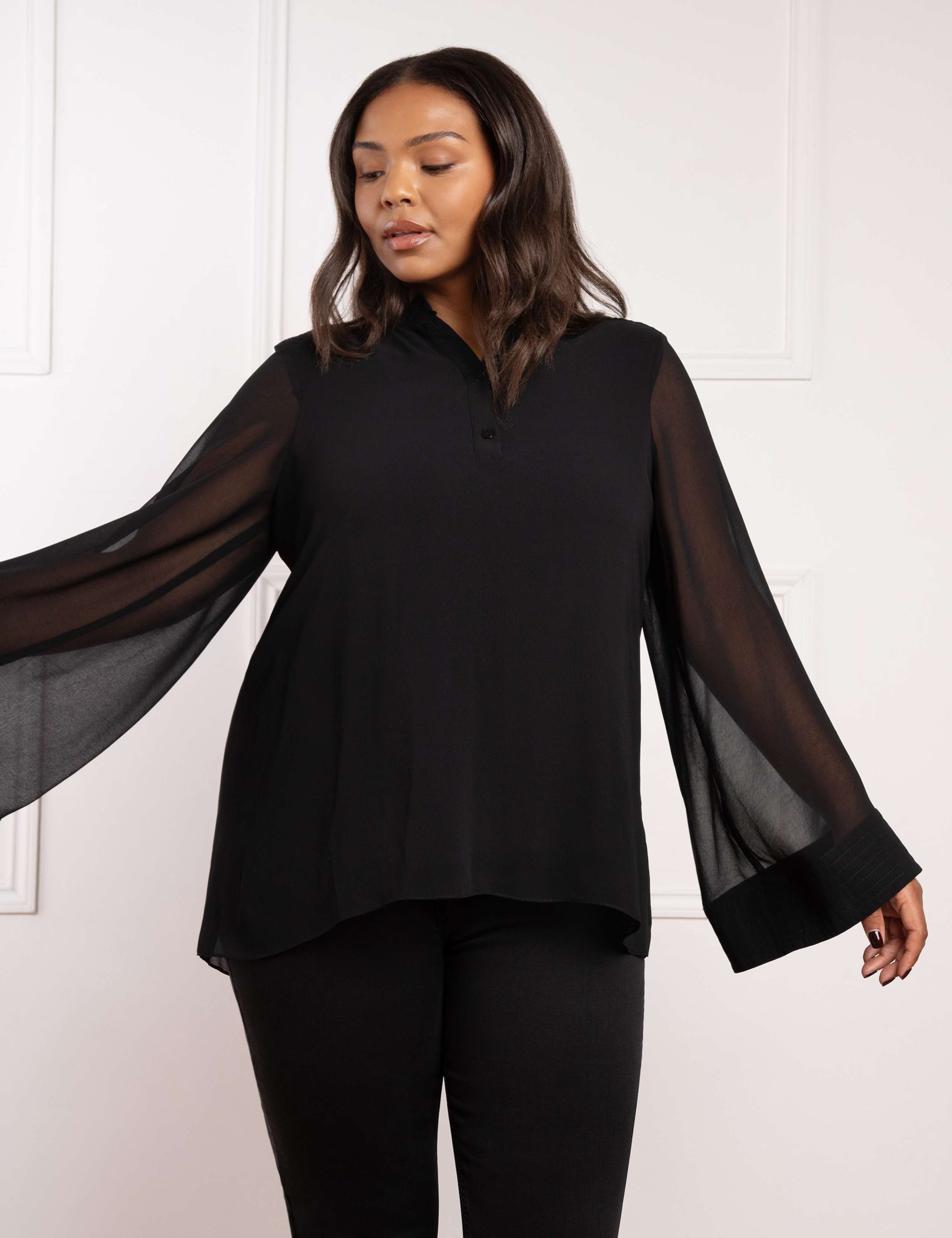 Collarless Blouse 1 of 4