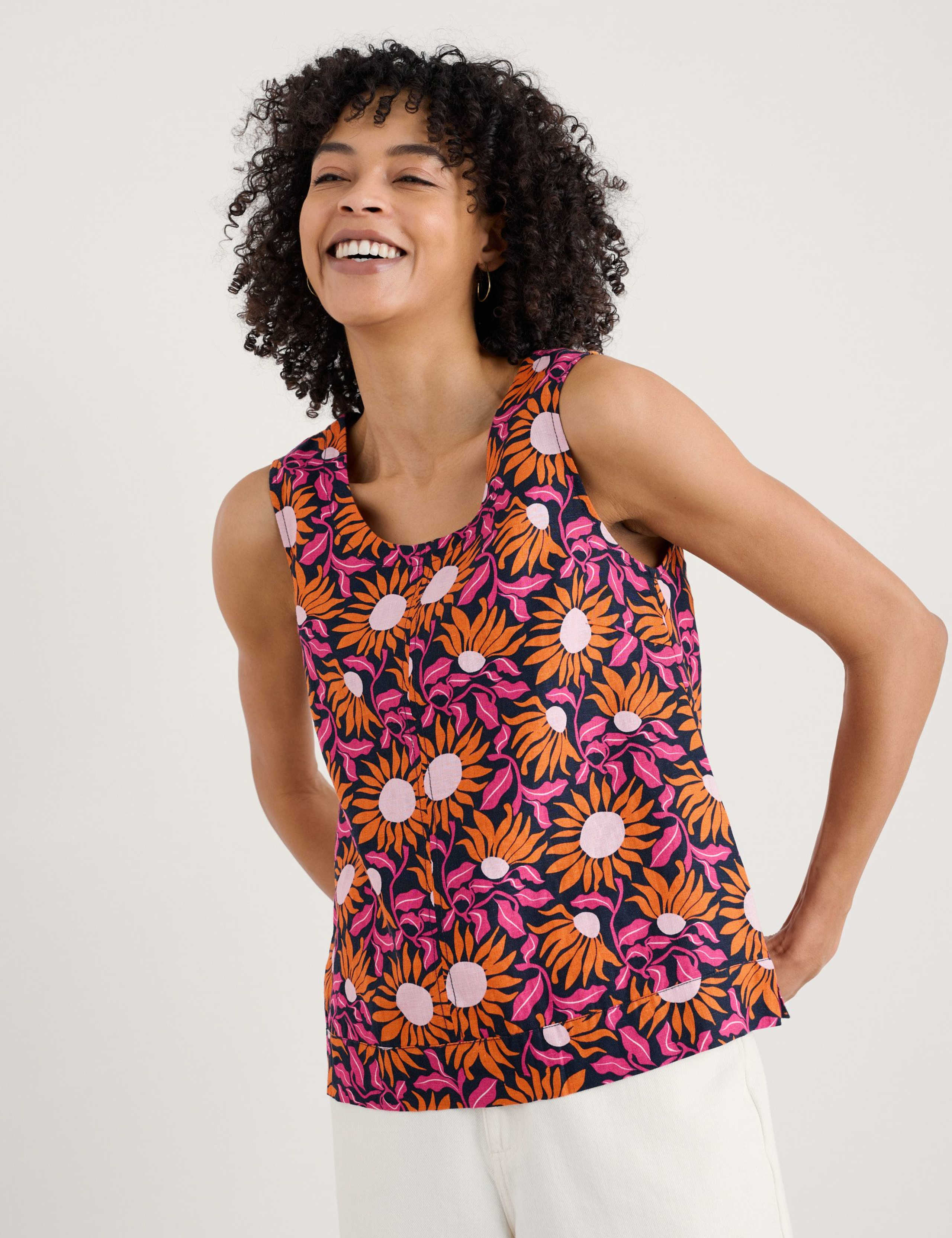 Pure Linen Floral Vest Top 3 of 6
