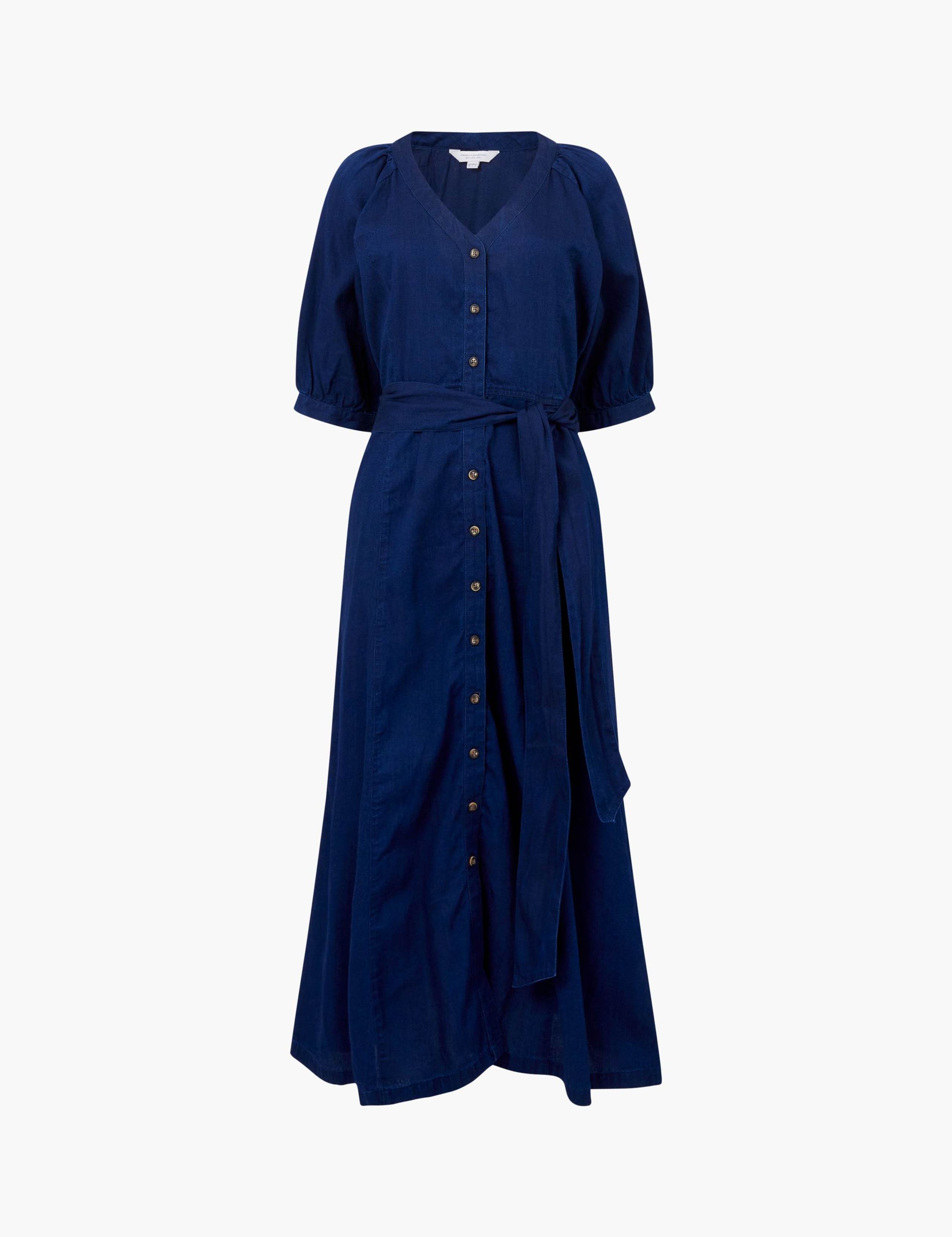 Pure Cotton V-Neck Midi Waisted Dress 2 of 3