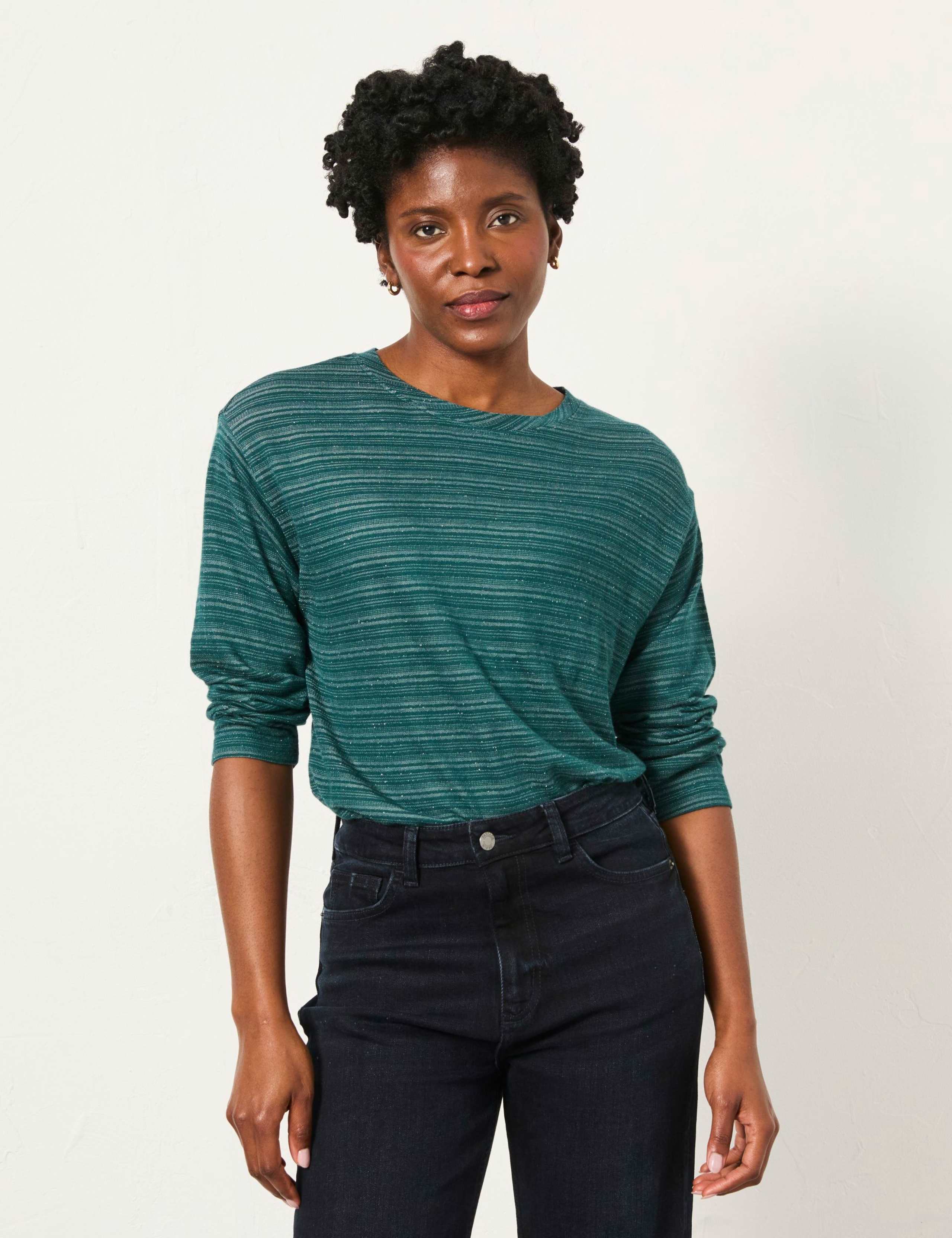 Metallic Striped V-Neck Top 4 of 5