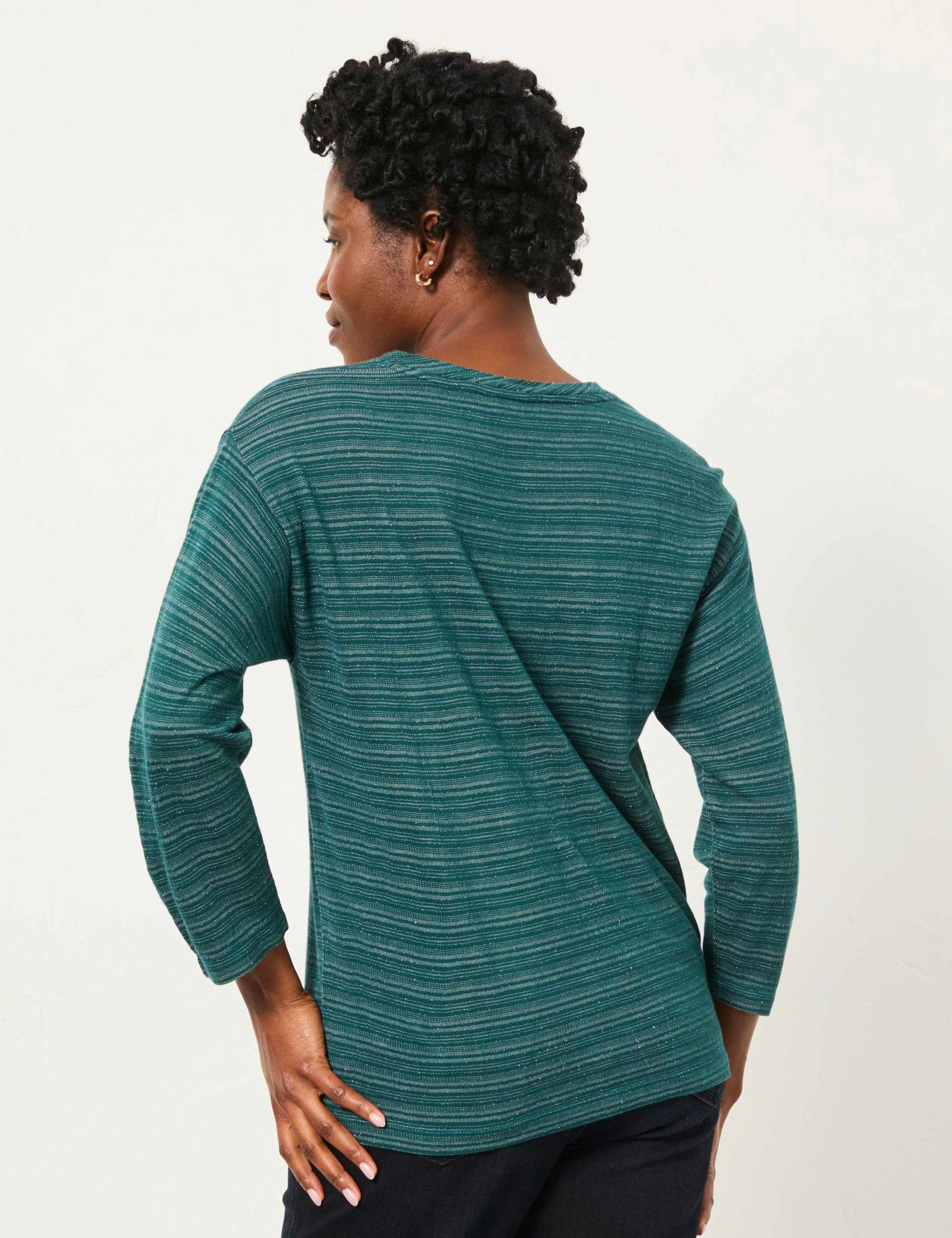 Metallic Striped V-Neck Top 5 of 5