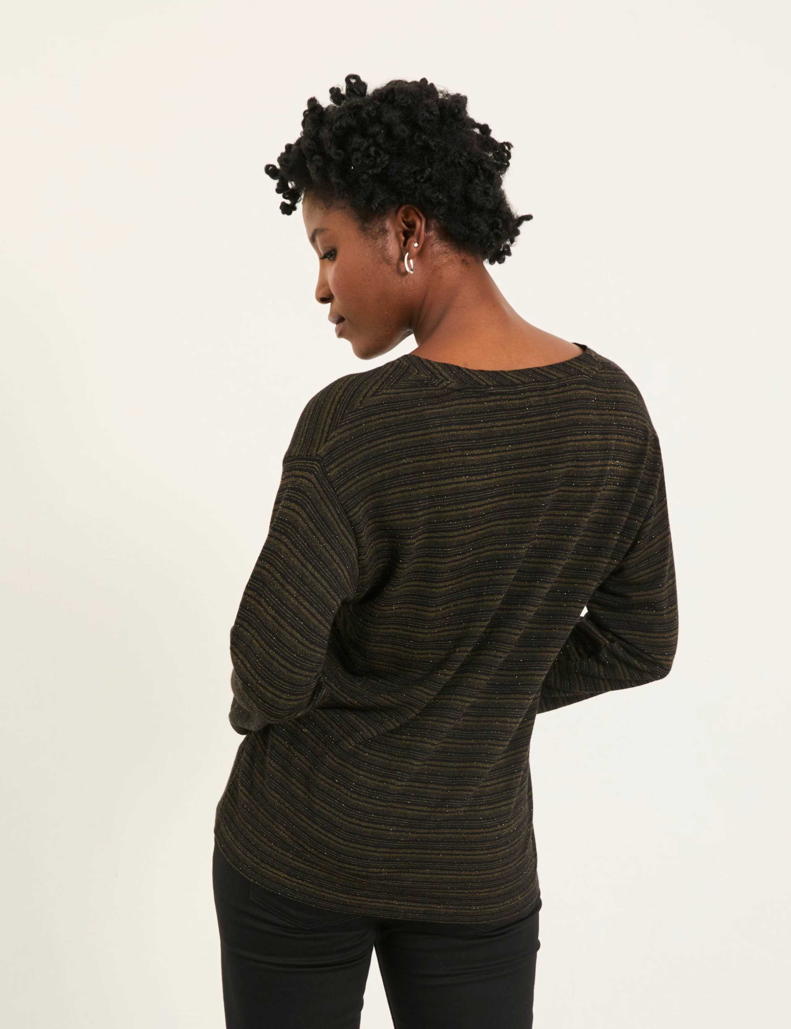 Metallic Striped V-Neck Top 5 of 5