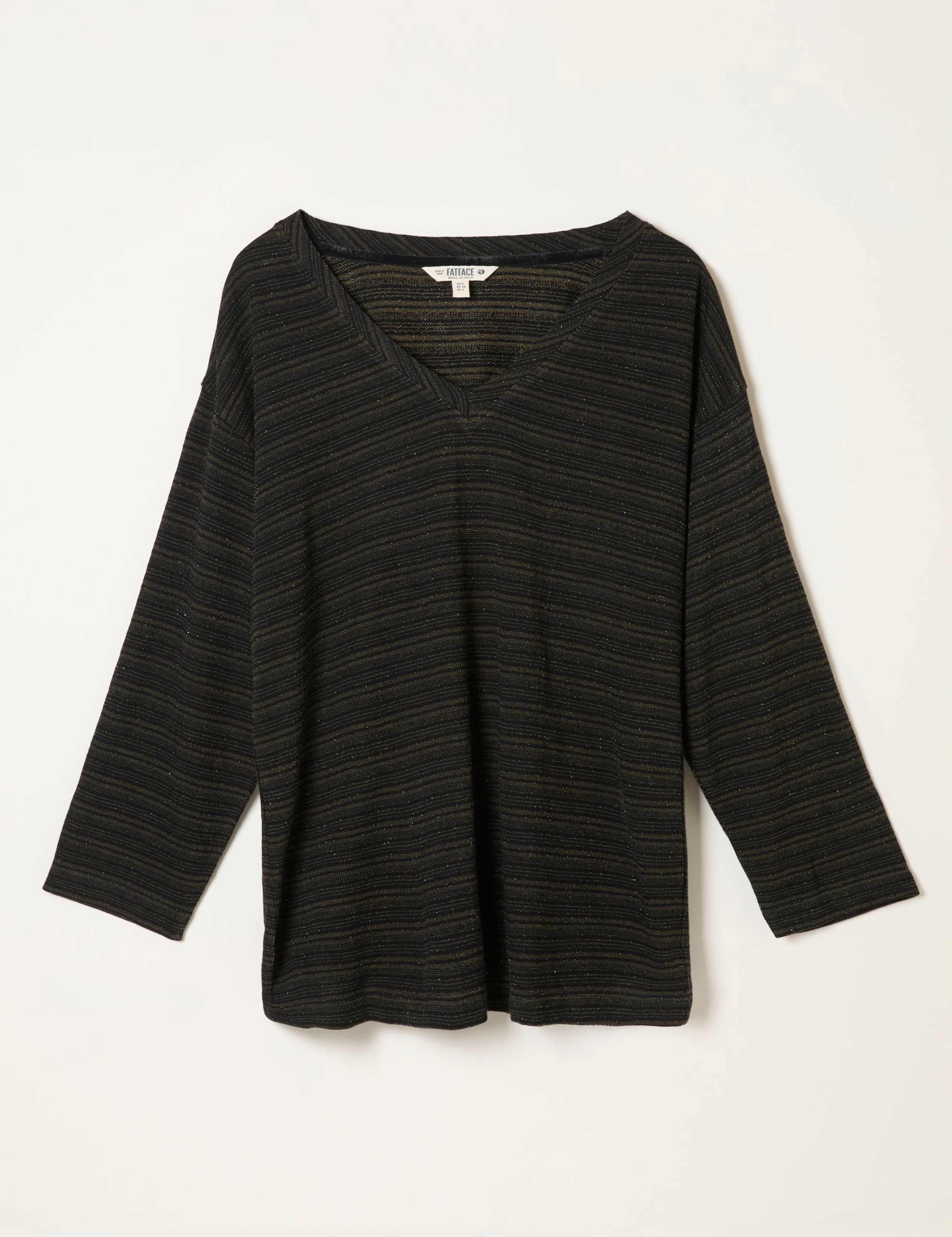 Metallic Striped V-Neck Top 2 of 5