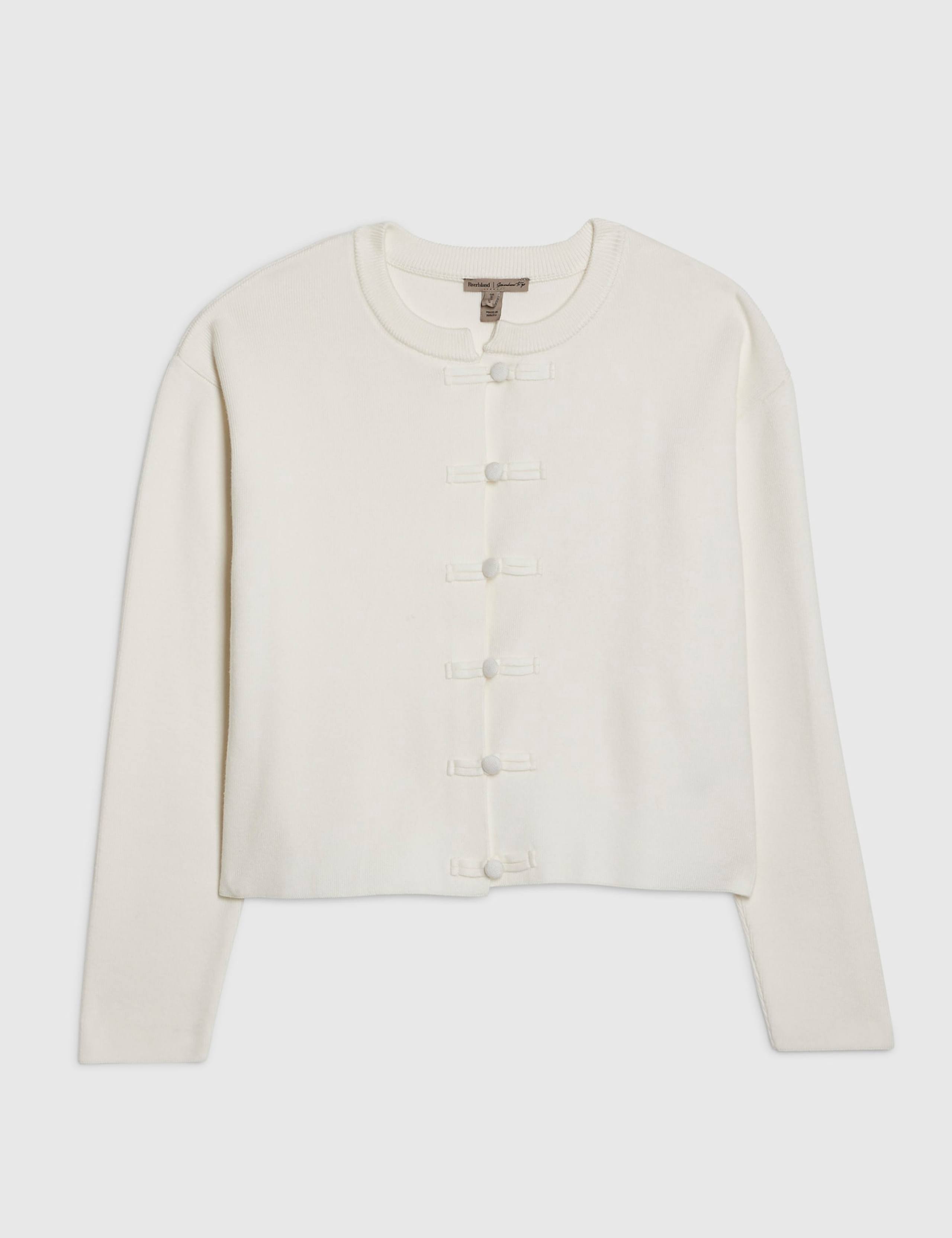 Ribbed Crew Neck Chinoiserie Drummer Cardigan 5 of 6