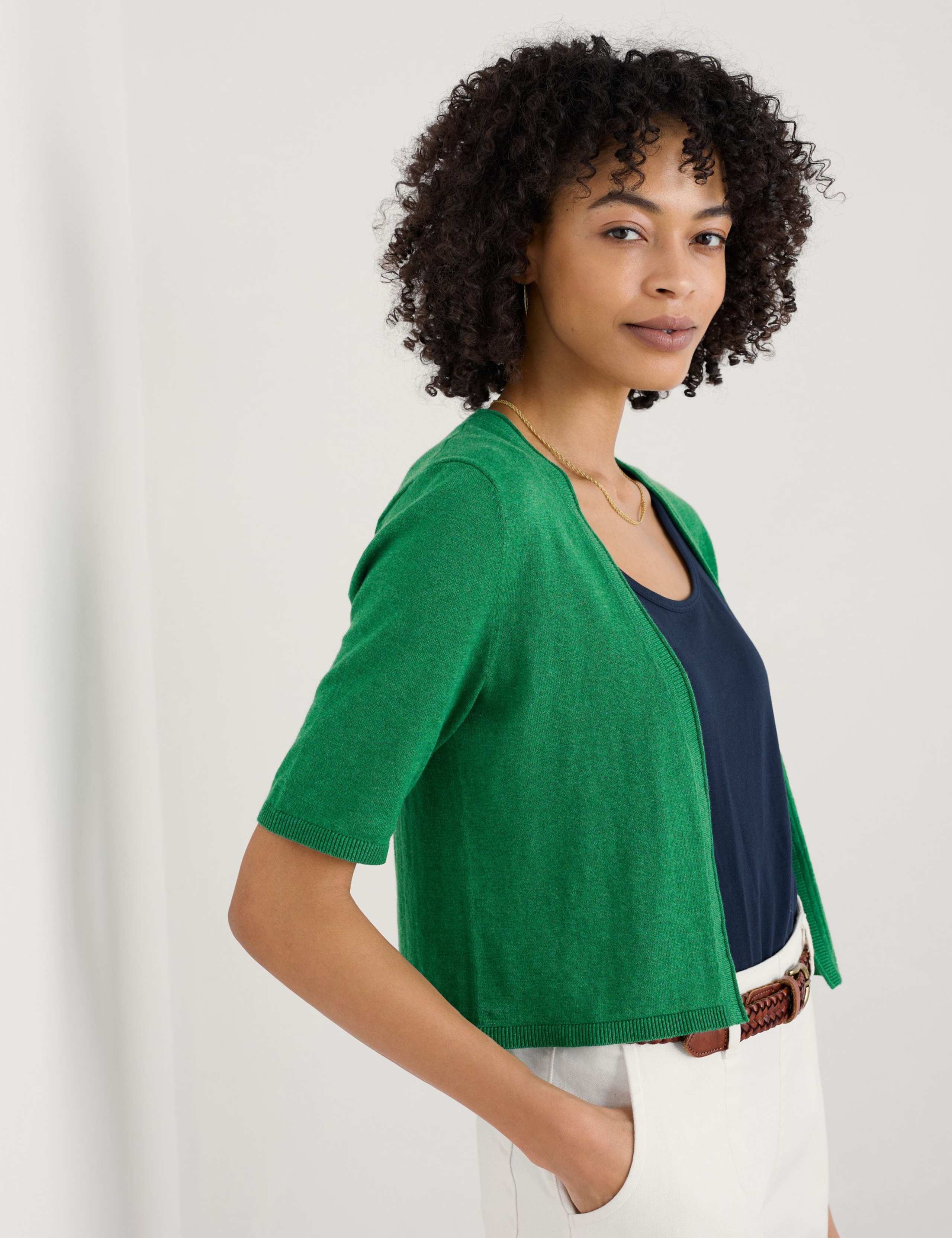 Pure Cotton Fitted Cropped Cardigan 4 of 5