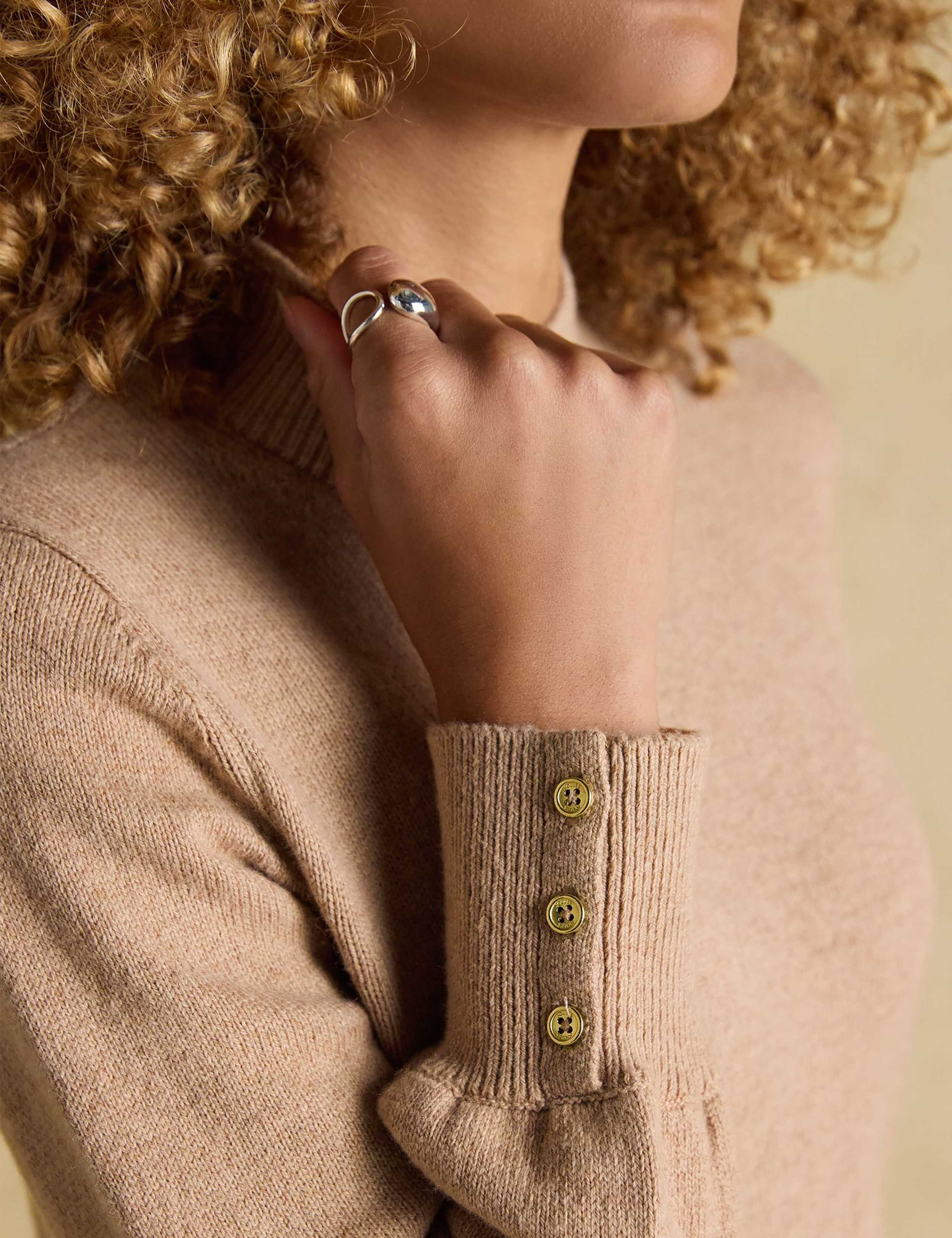 Cotton Rich High Neck Jumper with Wool 5 of 6